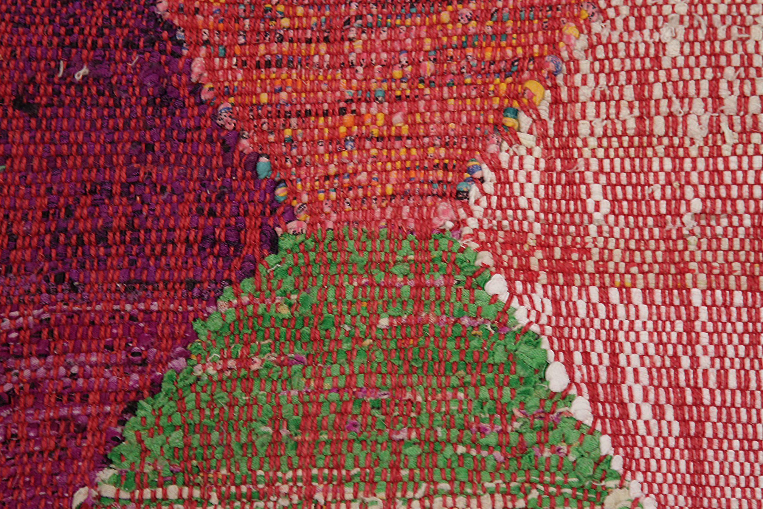 Tapis Kilim d'Afghanistan vers 1990 - Laine verte rose rouge motif rouge - 90013 en vente 1