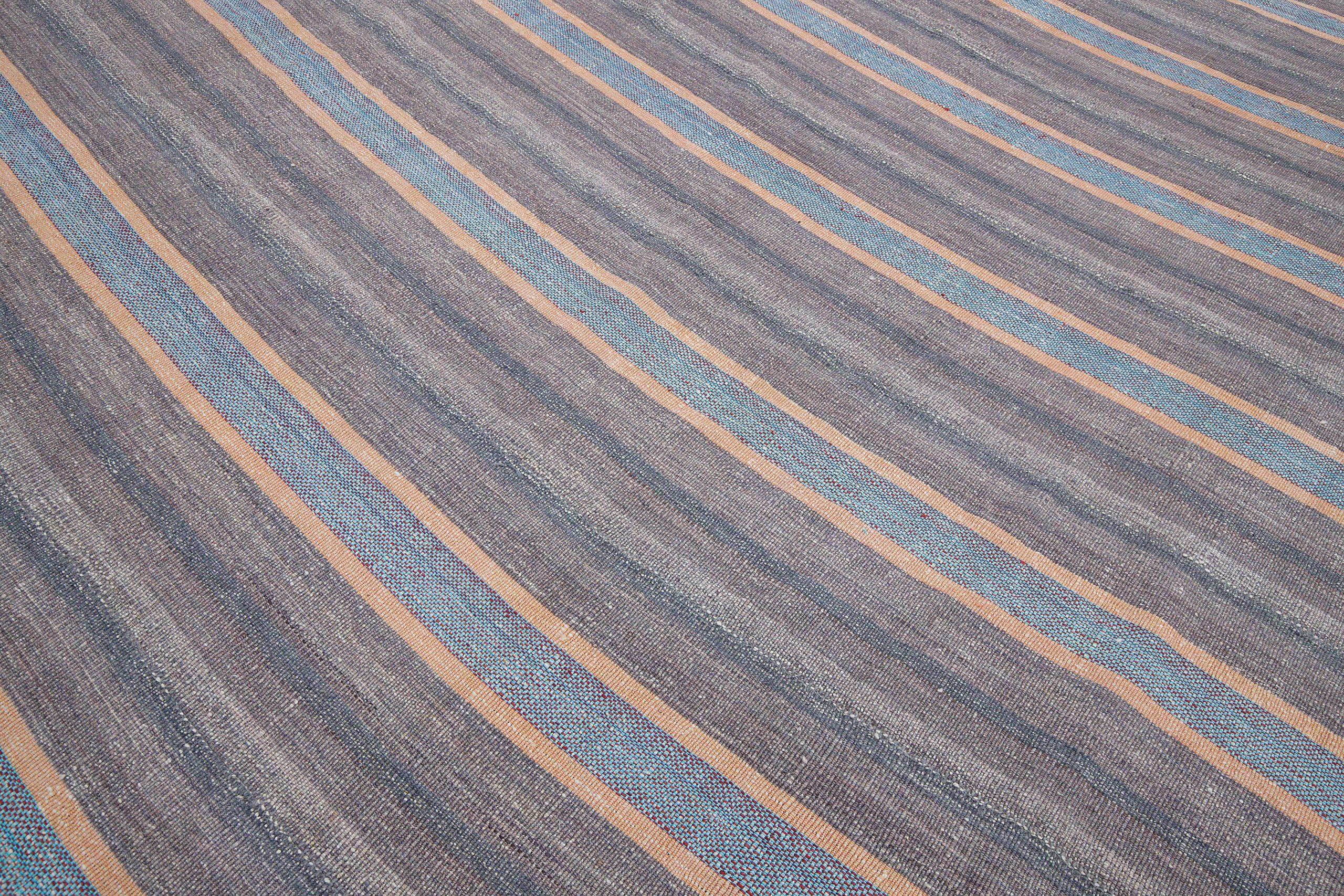 Alfombras Kilim Afganistán - Lana Azul Marrón Diseño Marfil - 88349 siglo XX en venta