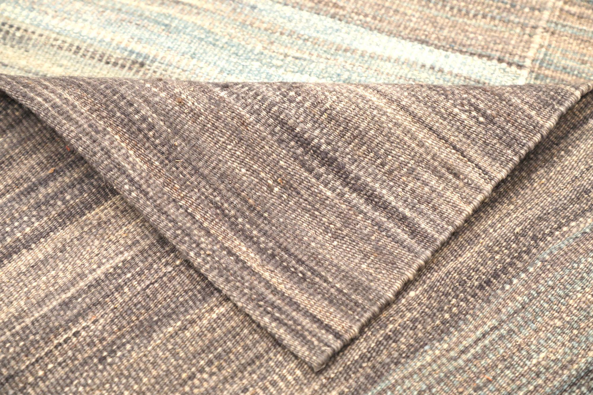 Alfombras Kilim Afganistán - Lana Azul Marrón Diseño Marfil - 97516 Afgano en venta