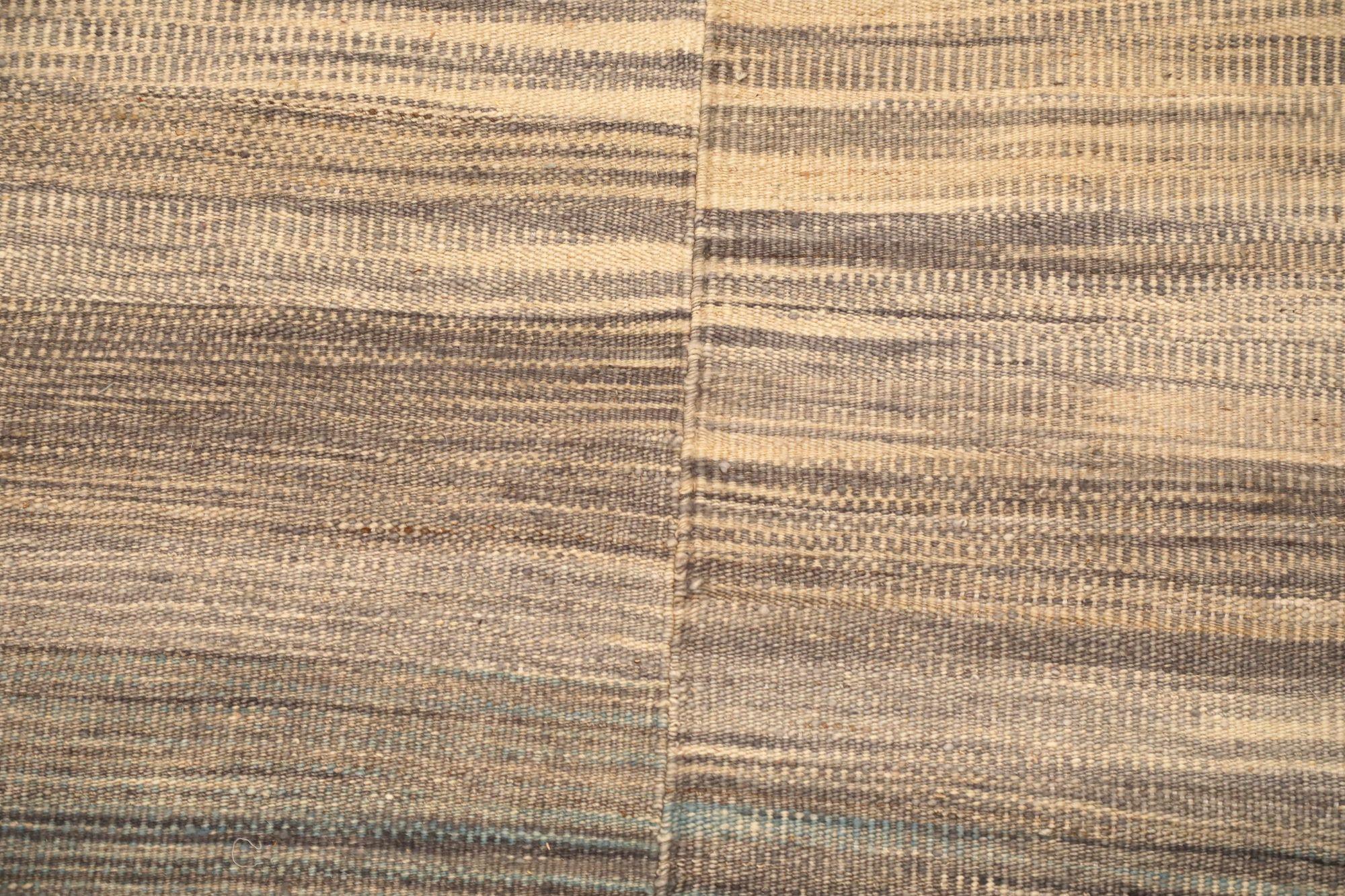 Alfombras Kilim Afganistán - Lana Azul Marrón Diseño Marfil - 97516 en Excelente estado para la venta en Dallas, TX