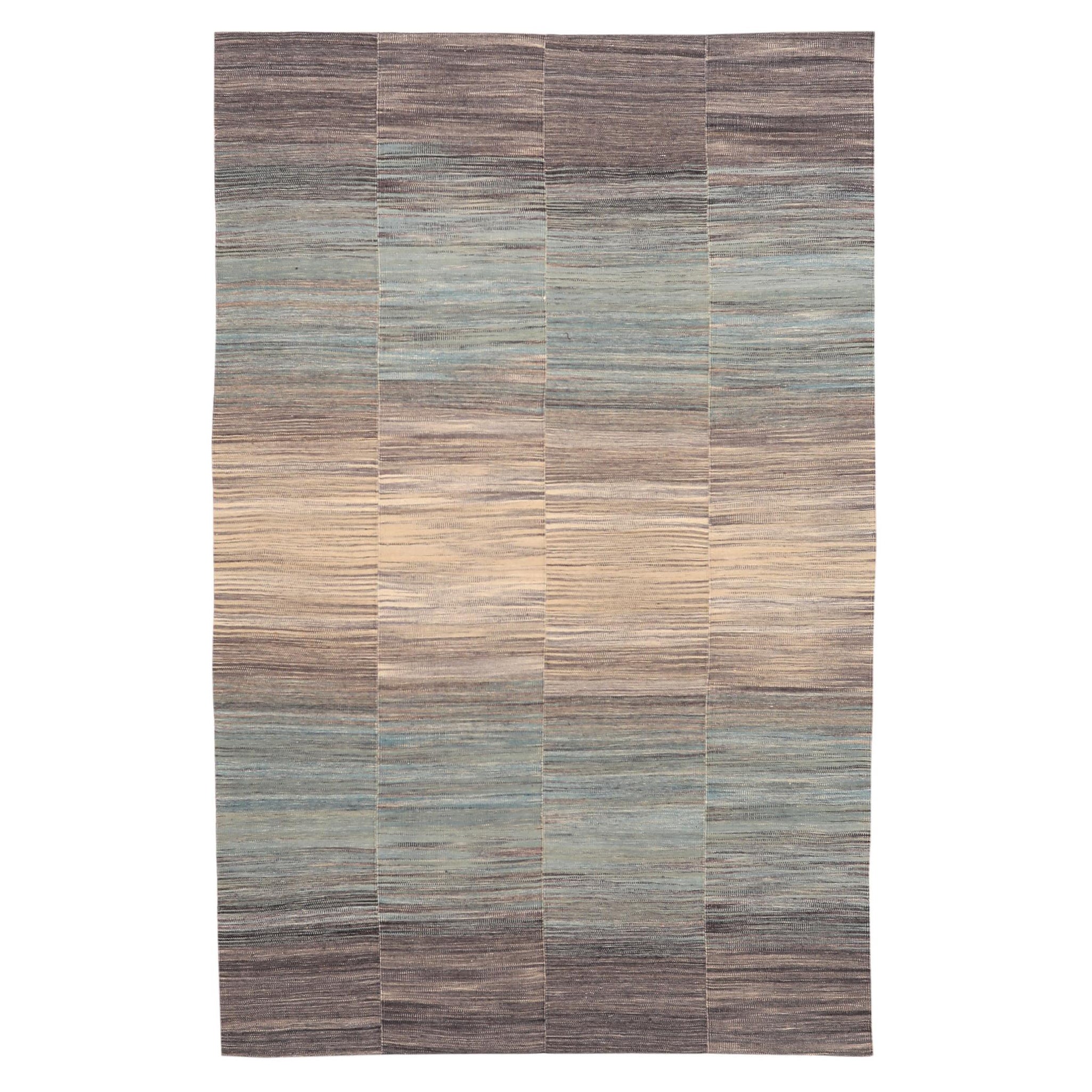 Afghanistan Kilim Area Rugs - Wolle Blau Braun Elfenbein Design - 97516