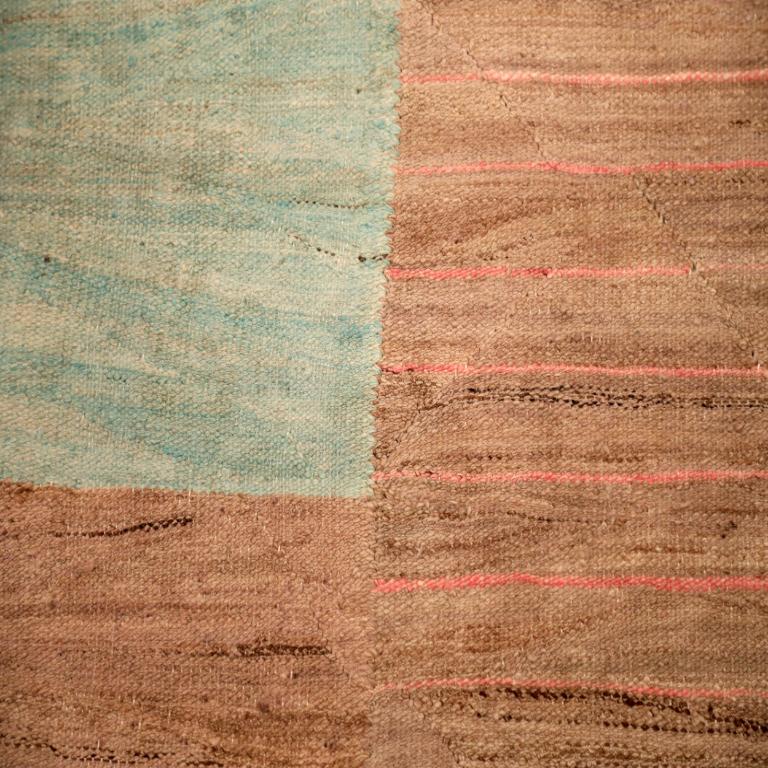 Afghanistan-Kelim-Teppiche - Wolle Blau Grün Elfenbein Rosa - 93891 (Afghanisch) im Angebot
