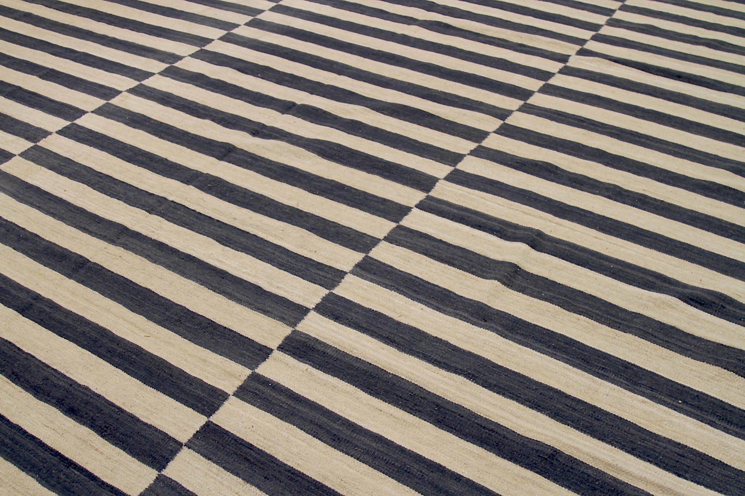 Afghano Afghanistan Kilim Area Rugs - Lana Marrone Avorio Design - 92100 in vendita
