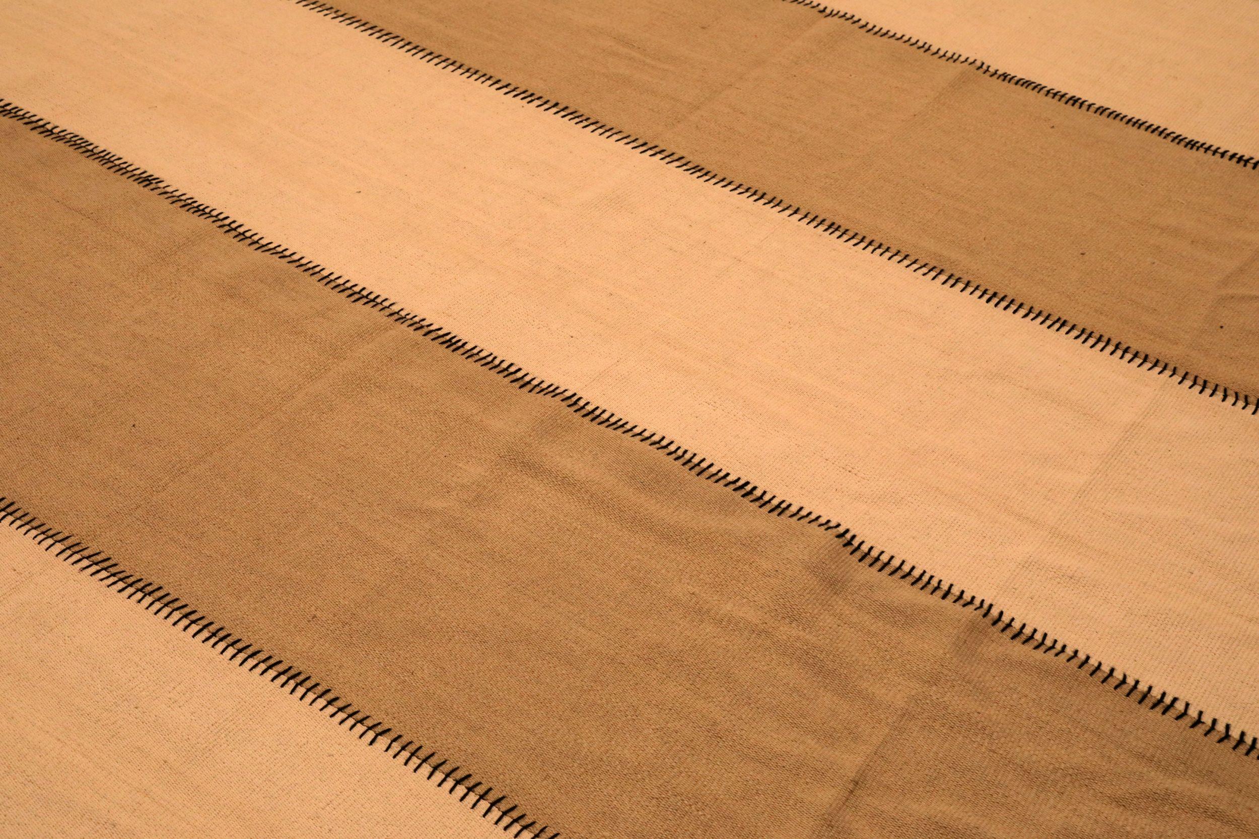 Afghano Afghanistan Kilim Area Rugs - Lana Marrone Avorio Design - 94310 in vendita