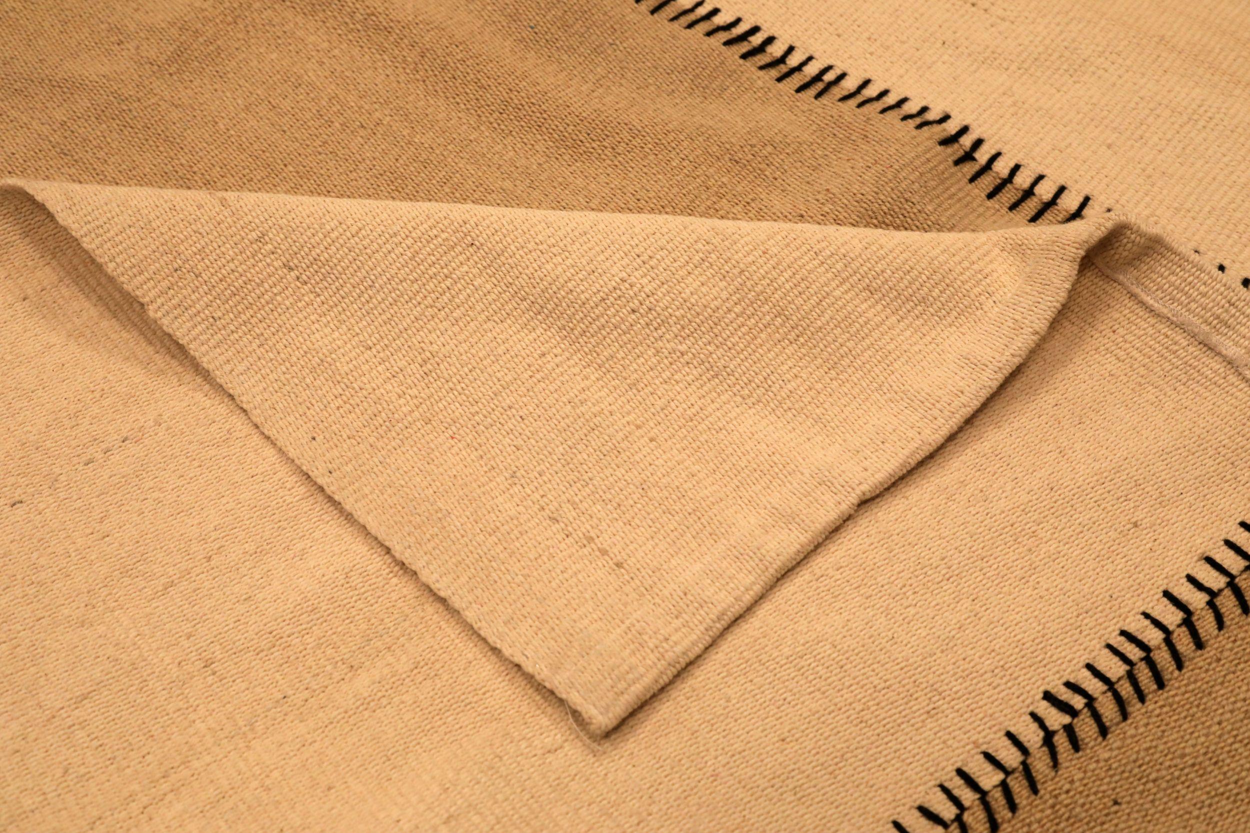 Annodato a mano Afghanistan Kilim Area Rugs - Lana Marrone Avorio Design - 94310 in vendita