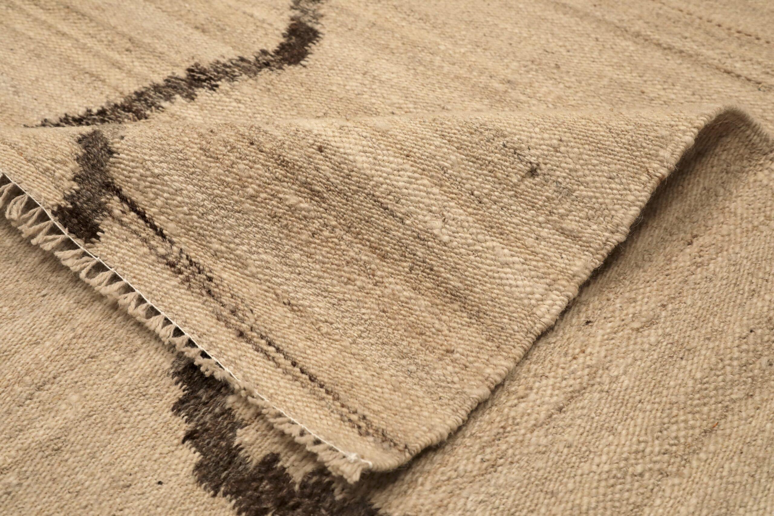 Afghanistan Kilim Area Rugs - Wool Brown Ivory Design - 96455 In Excellent Condition For Sale In Dallas, TX