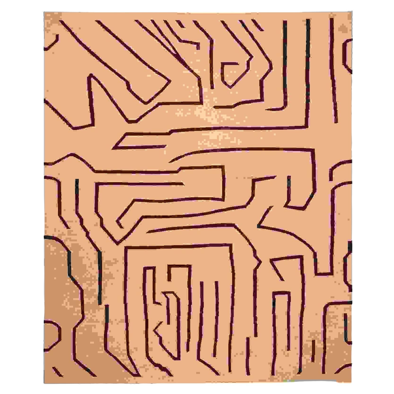 Afghanistan Kilim Area Rugs - Wool Brown Ivory Design - 96455 For Sale