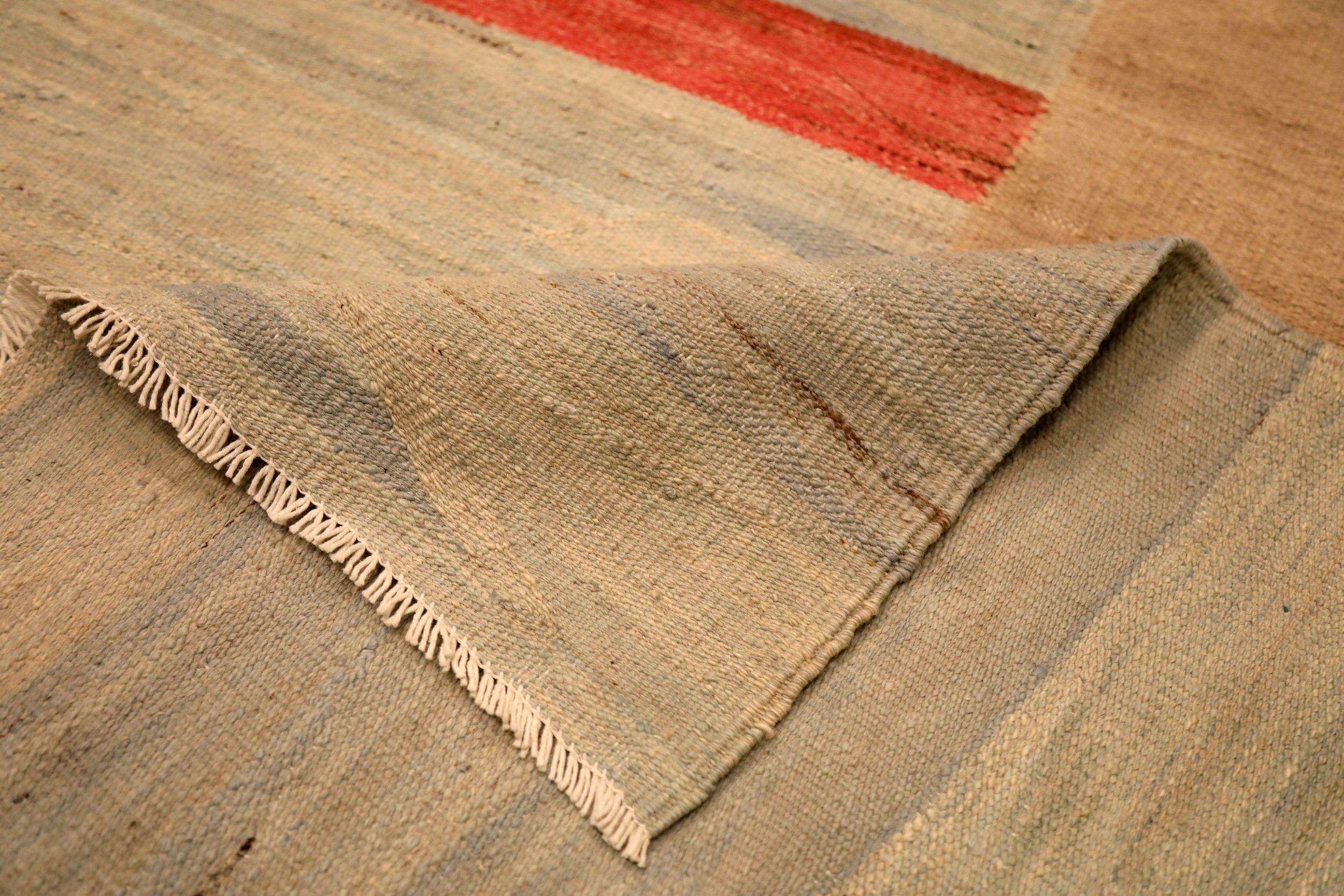 Afghano Tappeti Kilim Afghanistan - Lana Marrone Avorio Rosso Giallo - 93882 in vendita