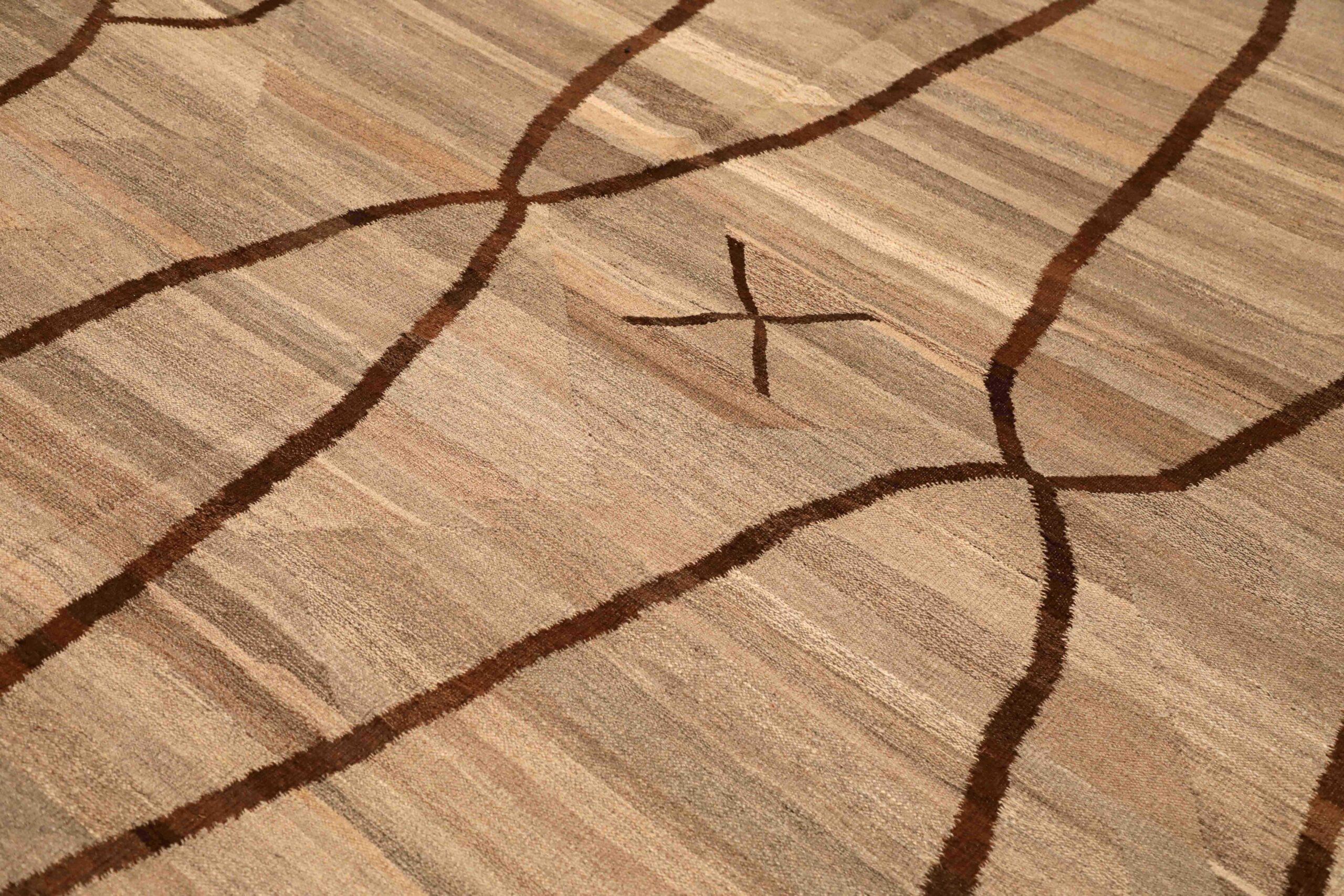 Afghano Afghanistan Kilim Area Rugs - Lana Marrone Taupe Design - 96403 in vendita