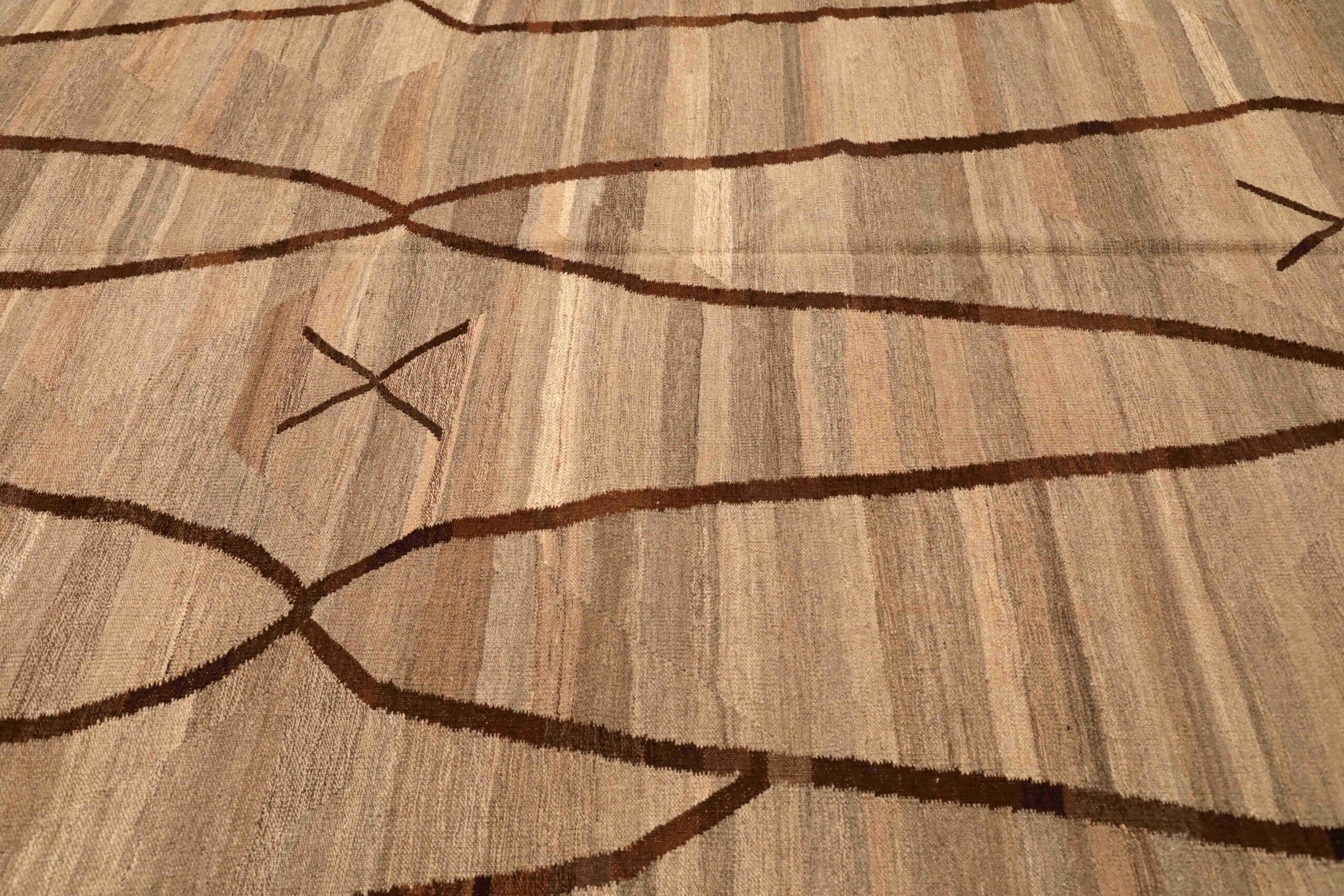 Afghanistan Kilim Area Rugs - Lana Marrone Taupe Design - 96403 In condizioni ottime in vendita a Dallas, TX