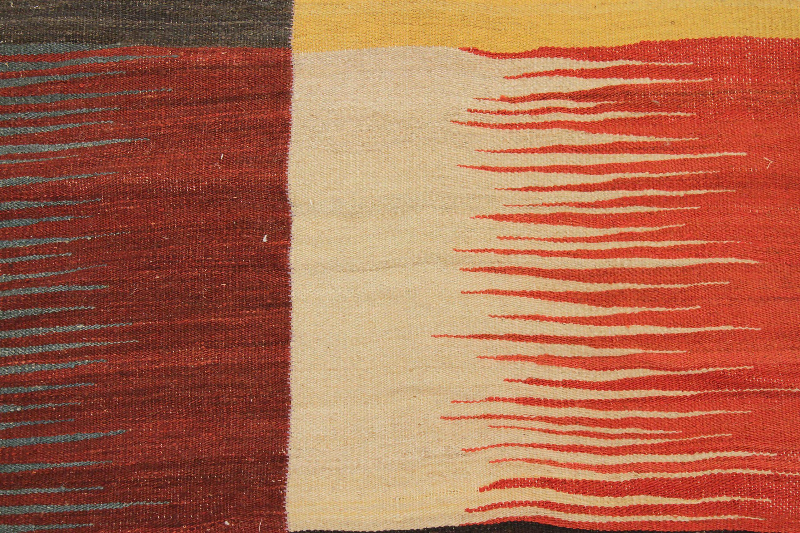 20ième siècle Tapis Kilim d'Afghanistan - Design vert laine ivoire rouge - 88714 en vente