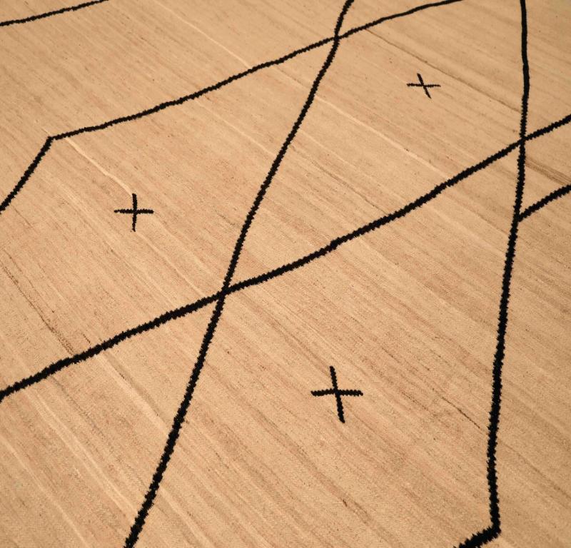 Afghanistan Kilim Area Rugs - Wolle Elfenbein Design - 96373 (Afghanisch) im Angebot