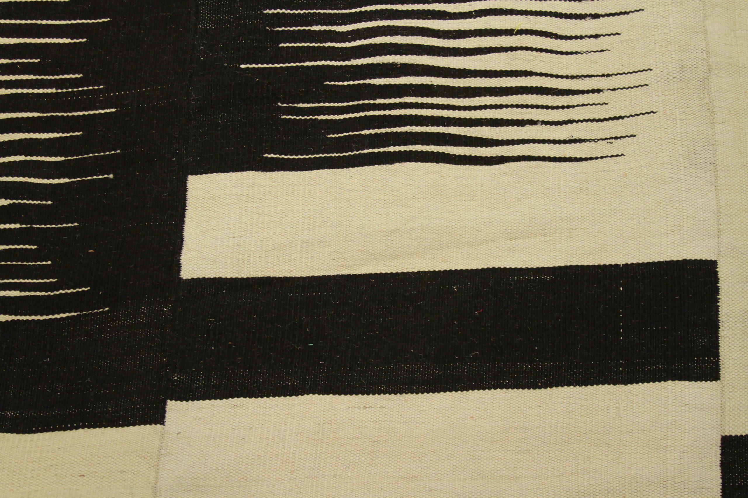 Afghanistan Kelim Over Size Teppich - Wolle Schwarz Elfenbein Design - 88695 im Zustand „Hervorragend“ im Angebot in Dallas, TX