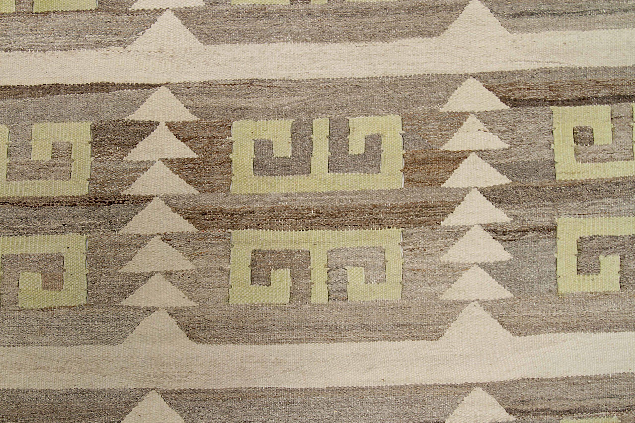 Afghanistan Kilim Over Size Rug - Wool Brown Ivory Yellow - 92095 In Excellent Condition For Sale In Dallas, TX