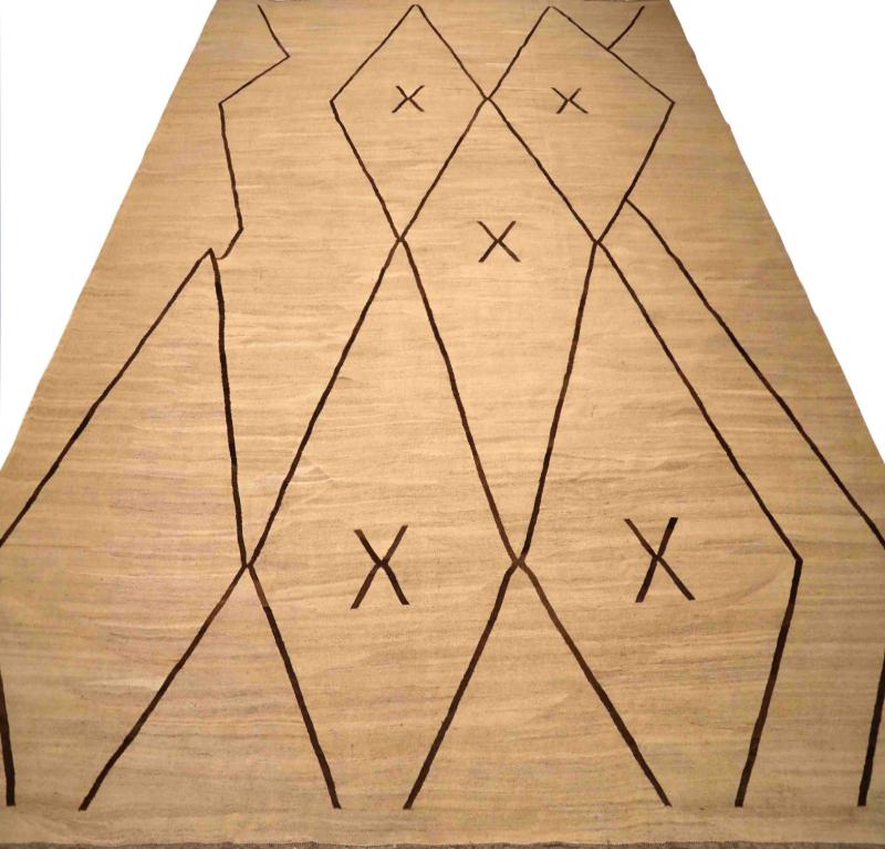 Afghanistan Kilim Over Size Teppich - Wolle Elfenbein Design - 96339 (Stammeskunst) im Angebot