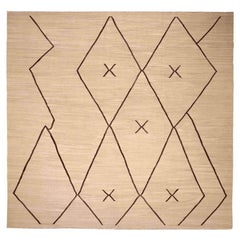 Afghanistan Kilim Over Size Rug - Wool Ivory Design - 96339