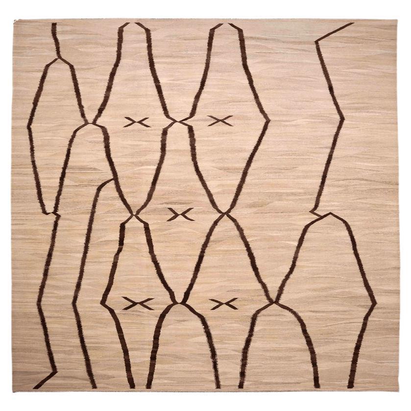 Afghanistan Kilim Over Size Teppich - Wolle Elfenbein Design - 96340
