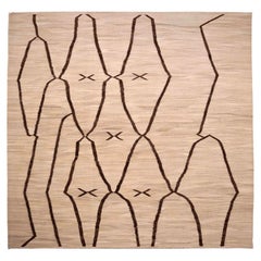 Afghanistan Kilim Over Size Rug - Wool Ivory Design - 96340