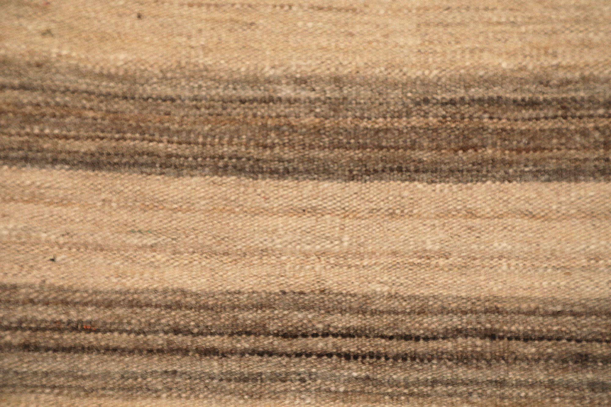 Afghano Afghanistan Kilim Runner Rug - Lana Marrone Avorio Design - 92098 in vendita
