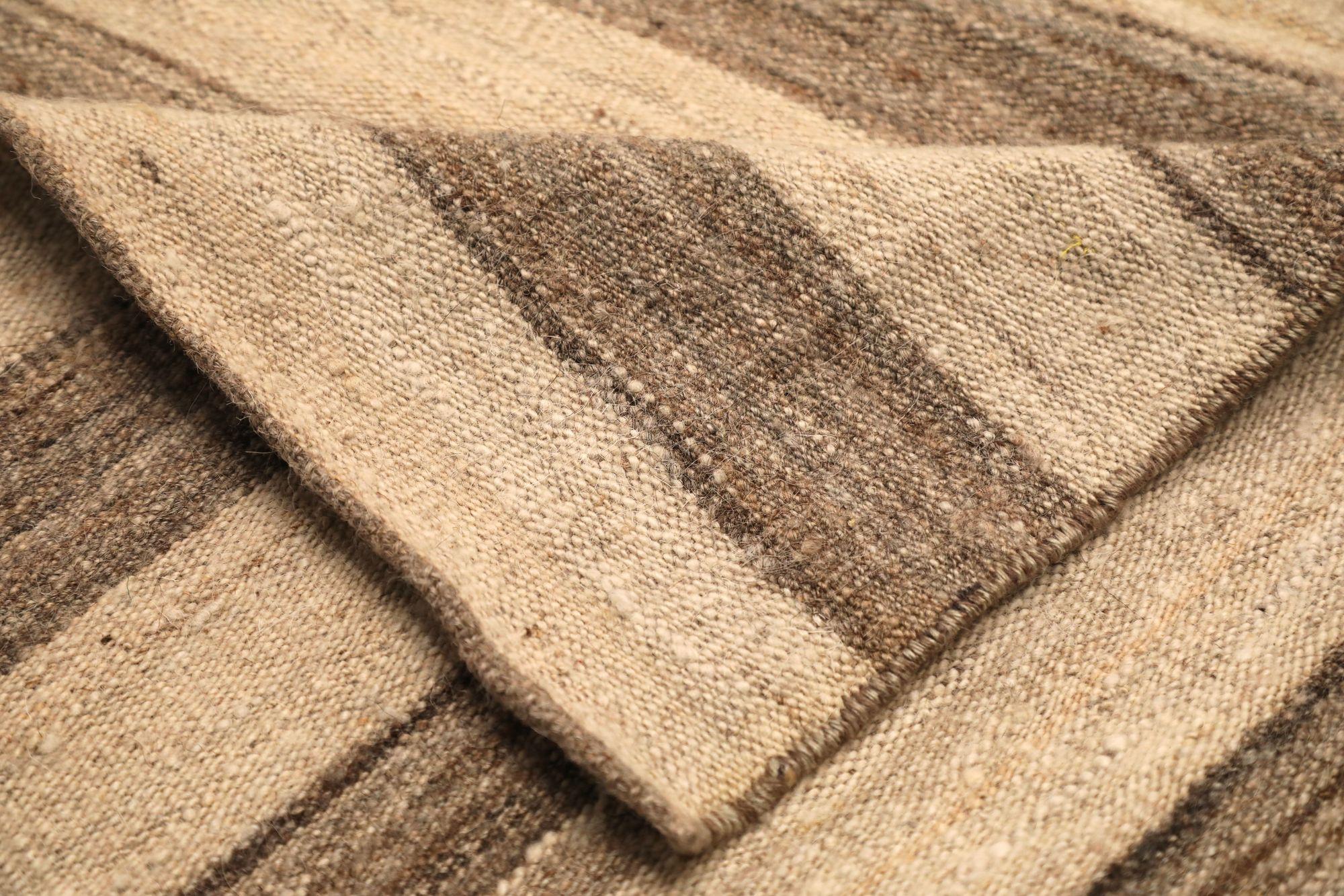 Afghanistan Kilim Läufer Teppich - Wolle Braun Elfenbein Design - 92103 (Afghanisch) im Angebot