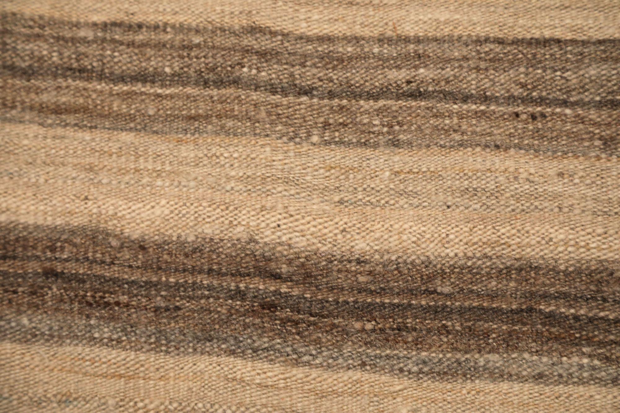 Afghanistan Kilim Läufer Teppich - Wolle Braun Elfenbein Design - 92103 im Zustand „Hervorragend“ im Angebot in Dallas, TX