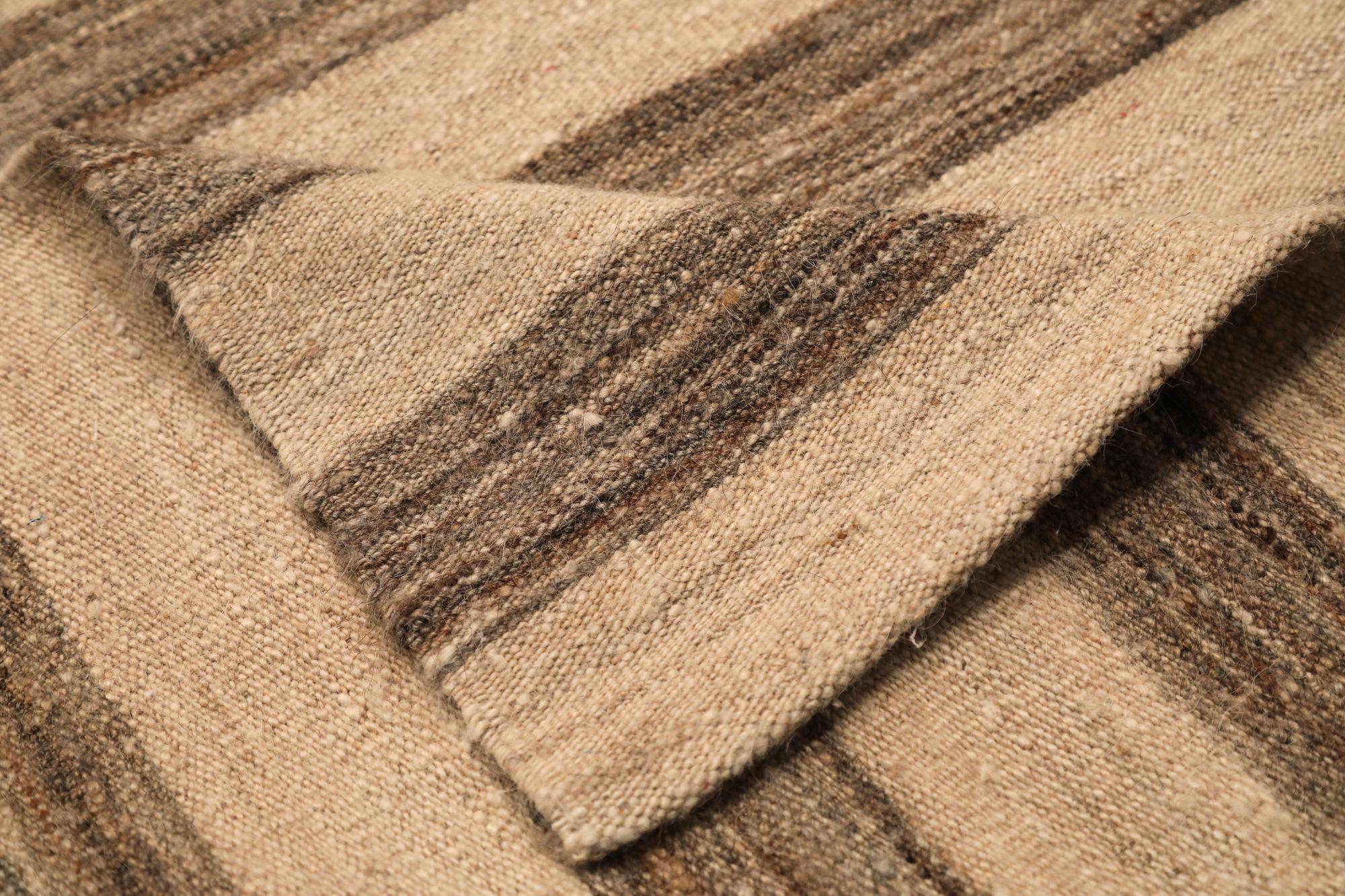 Afghanistan Kilim Läufer Teppich - Wolle Braun Elfenbein Design - 92105 (Afghanisch) im Angebot