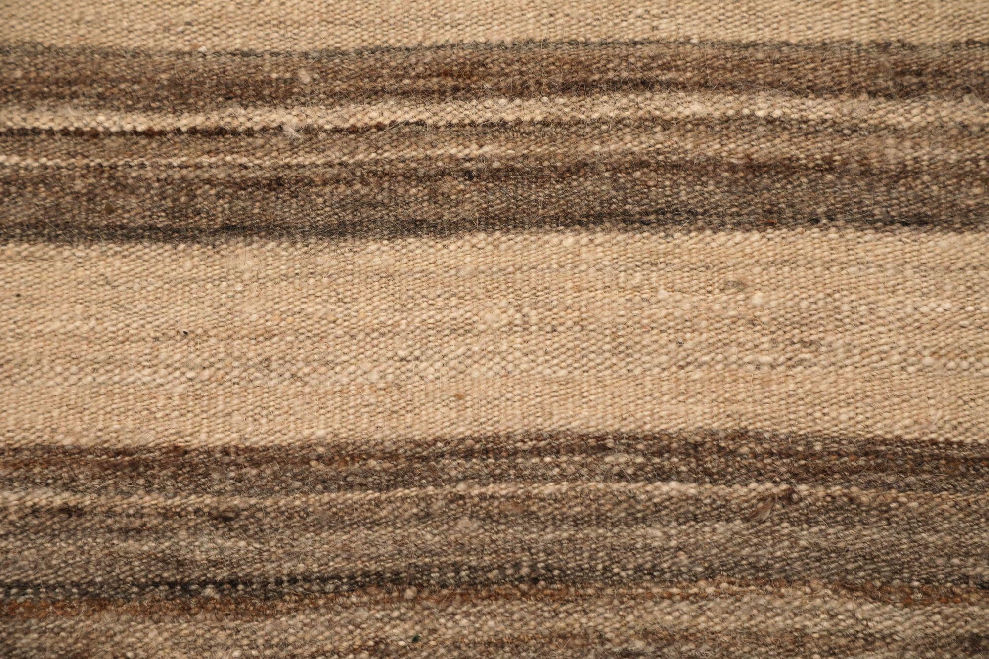 Afghanistan Kilim Läufer Teppich - Wolle Braun Elfenbein Design - 92105 im Zustand „Hervorragend“ im Angebot in Dallas, TX