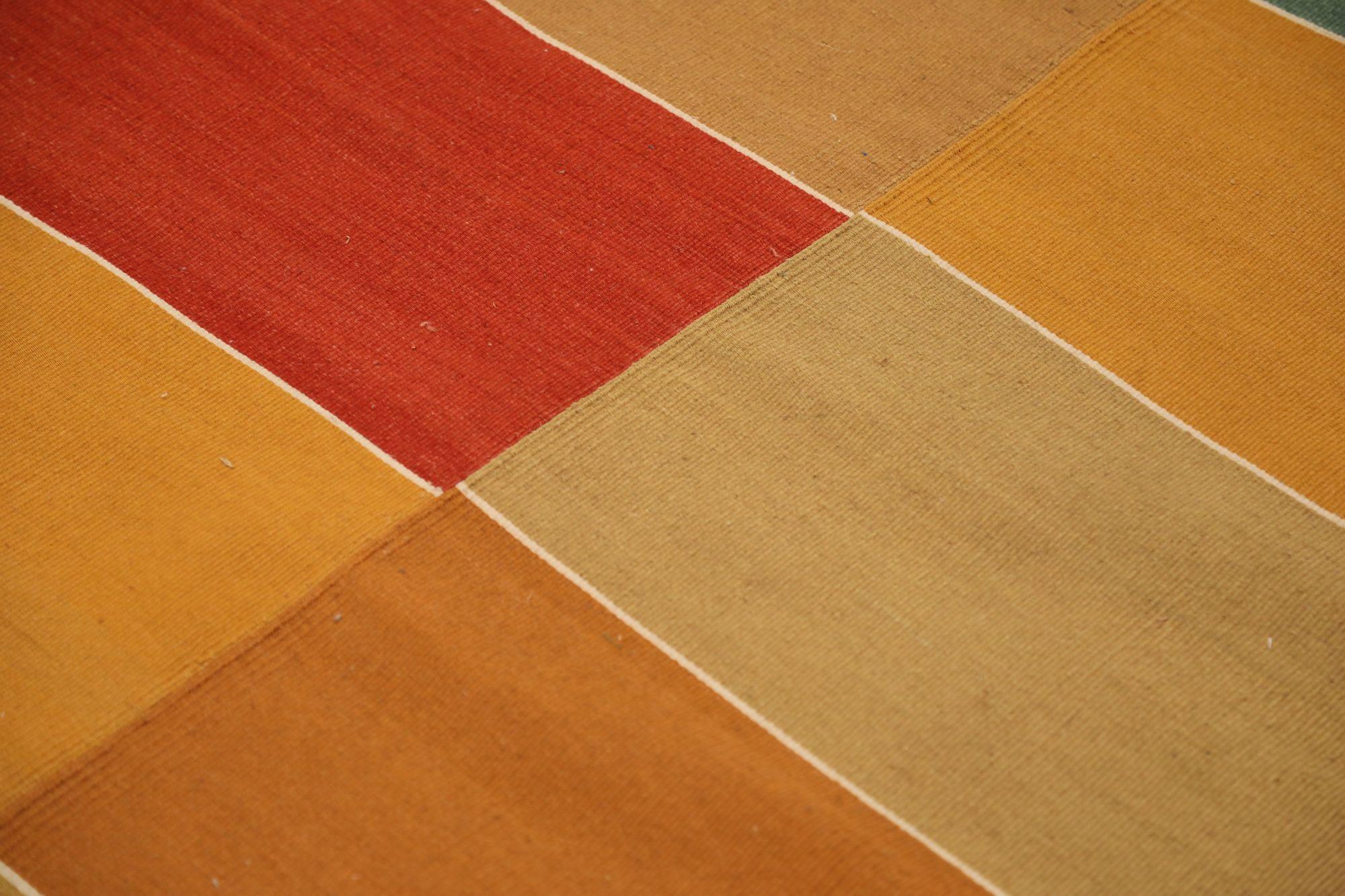 Tribale Tappeto Afghanistan Kilim piccolo - Lana Blu Marrone Rosso Giallo - 97517 in vendita