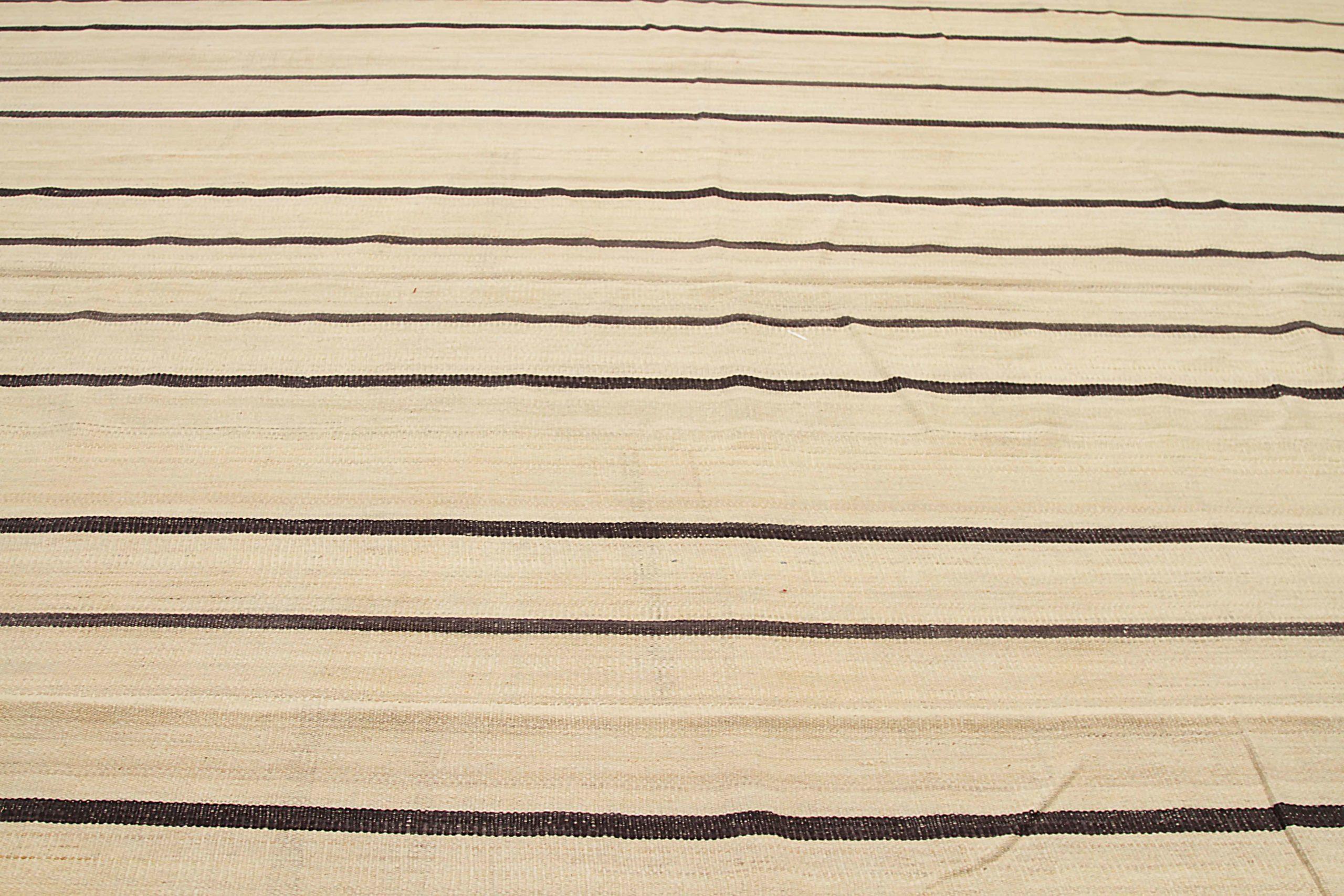 Afghano Tappeti quadrati Kilim dell'Afghanistan - Disegno in lana marrone avorio - 88409 in vendita