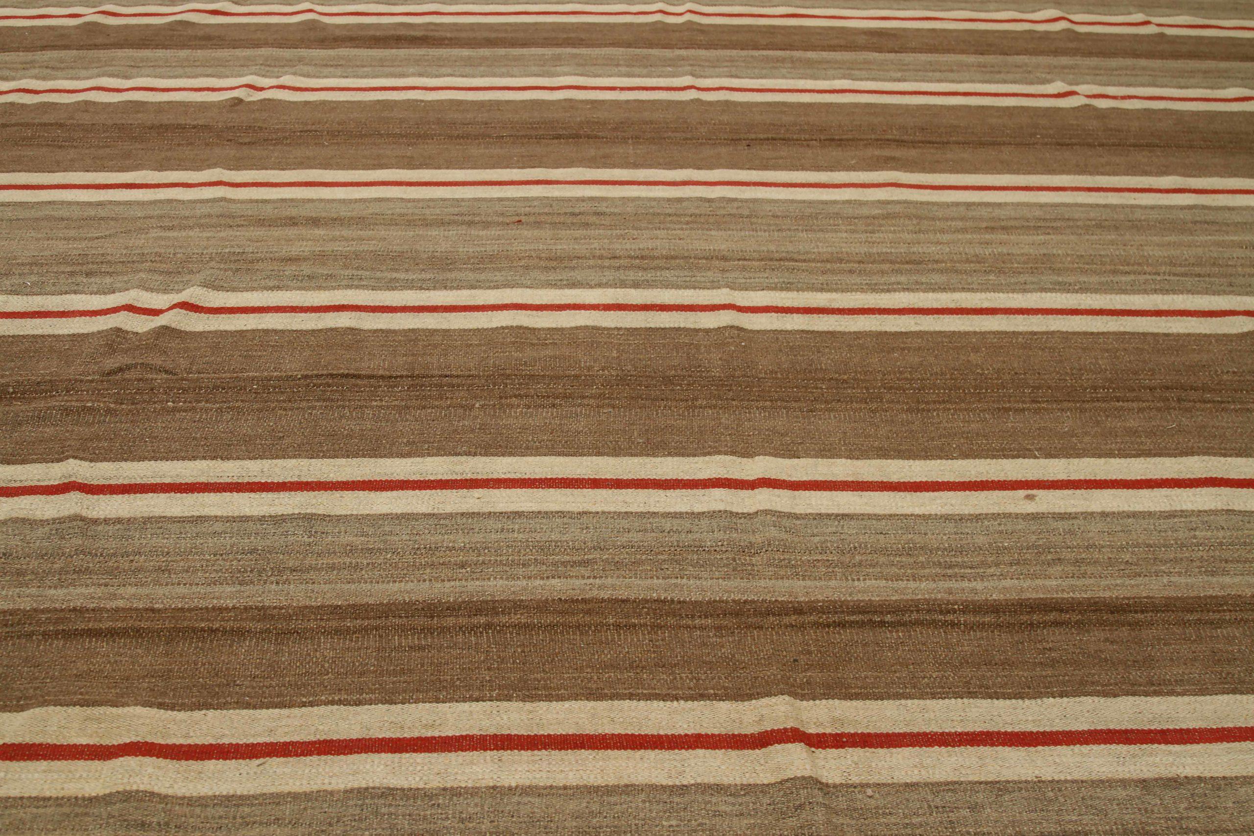 Afghano Tappeti quadrati Afghanistan Kilim - Lana Marrone Rosso Taupe - 88684 in vendita