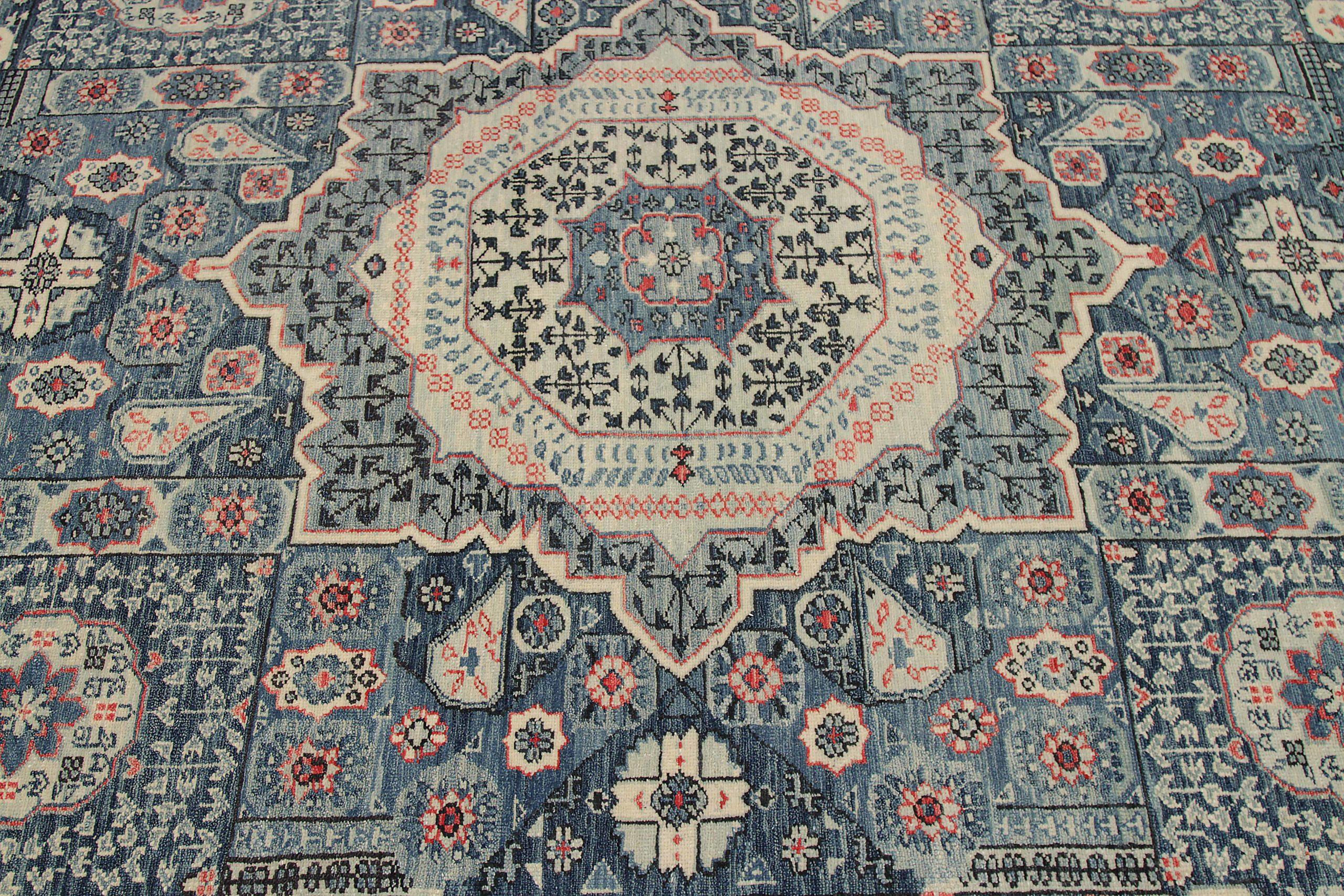 Tribale Tappeti Afghanistan Mamluke Circa 1990 - Lana Grigio Avorio Rosso Design - 92498 in vendita