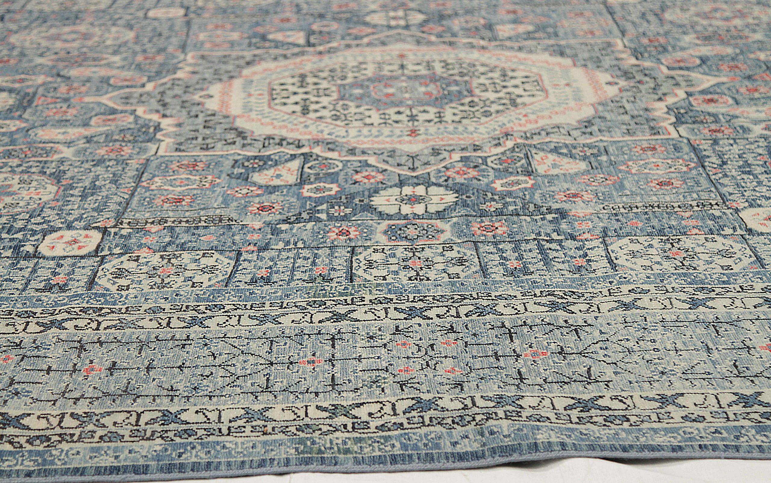 Afghano Tappeti Afghanistan Mamluke Circa 1990 - Lana Grigio Avorio Rosso Design - 92498 in vendita