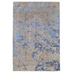 Afghanistan Modern Area Rugs - Wool Blue Ivory Pink Design - 92667