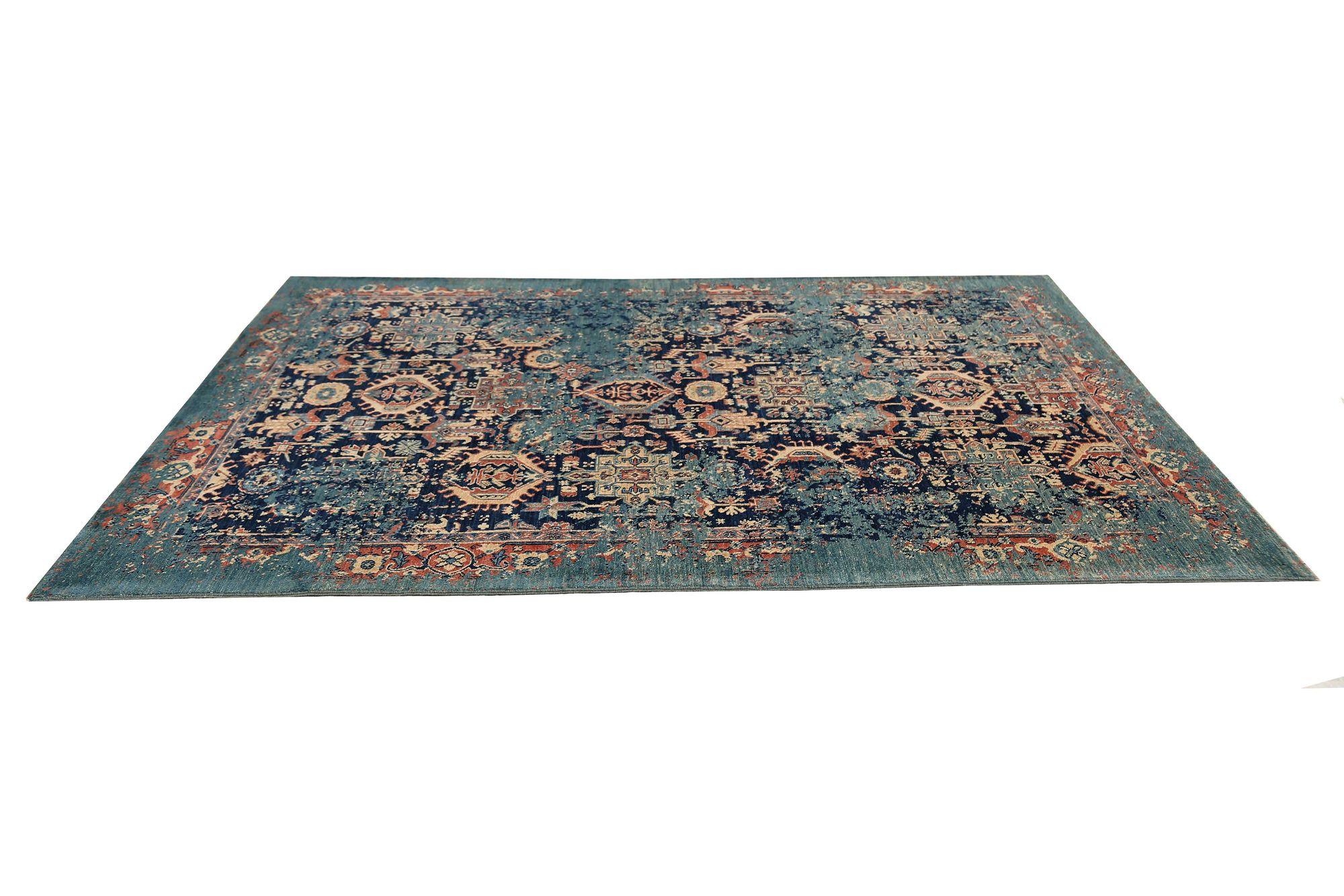 Afghanistan Modern Area Rugs - Wool Blue Navy Blue Design - 97515 In Excellent Condition For Sale In Dallas, TX