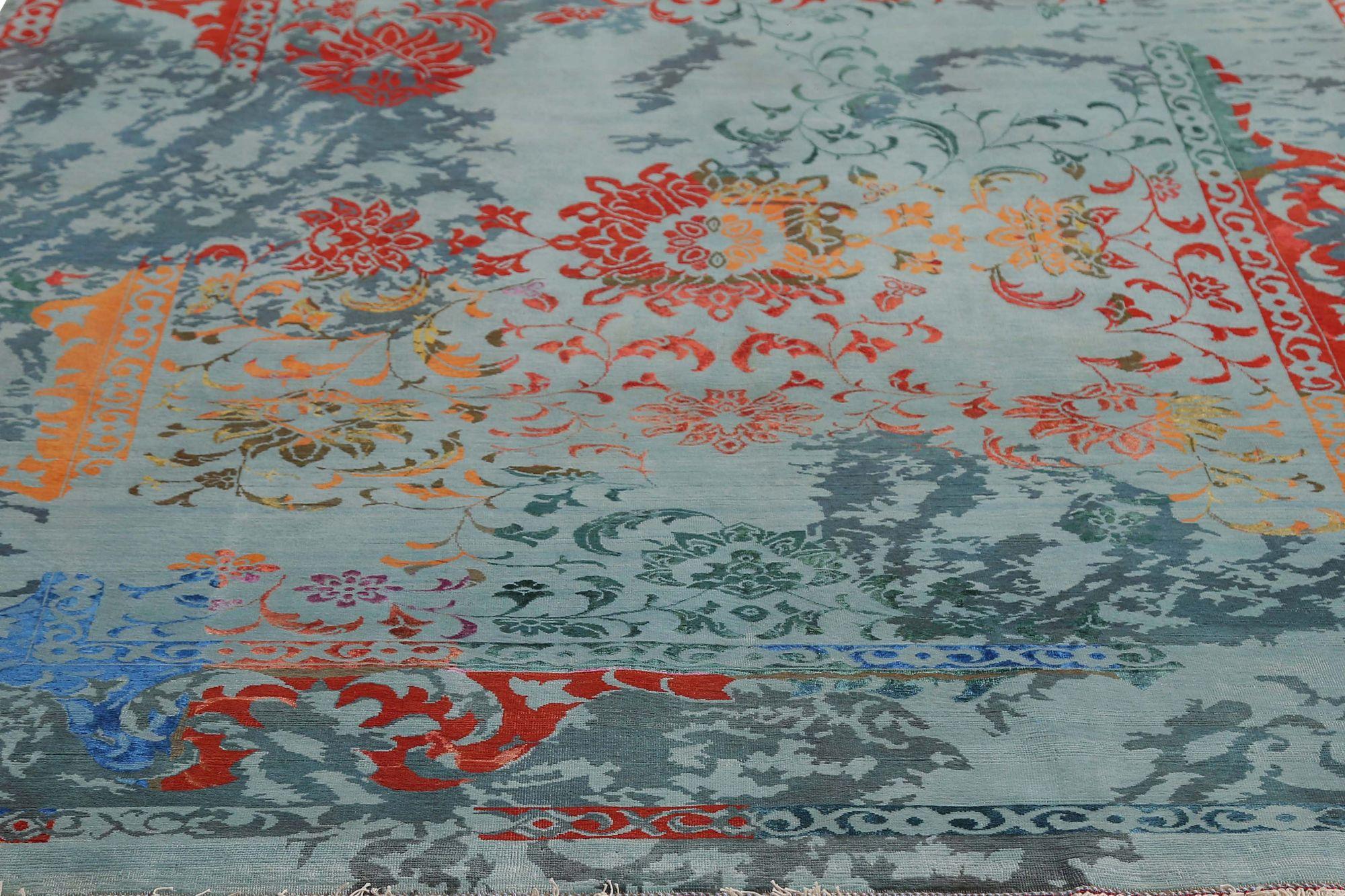 Alfombras modernas de Afganistán - Lana Diseño Azul Naranja Rojo - 97043 Tribal en venta