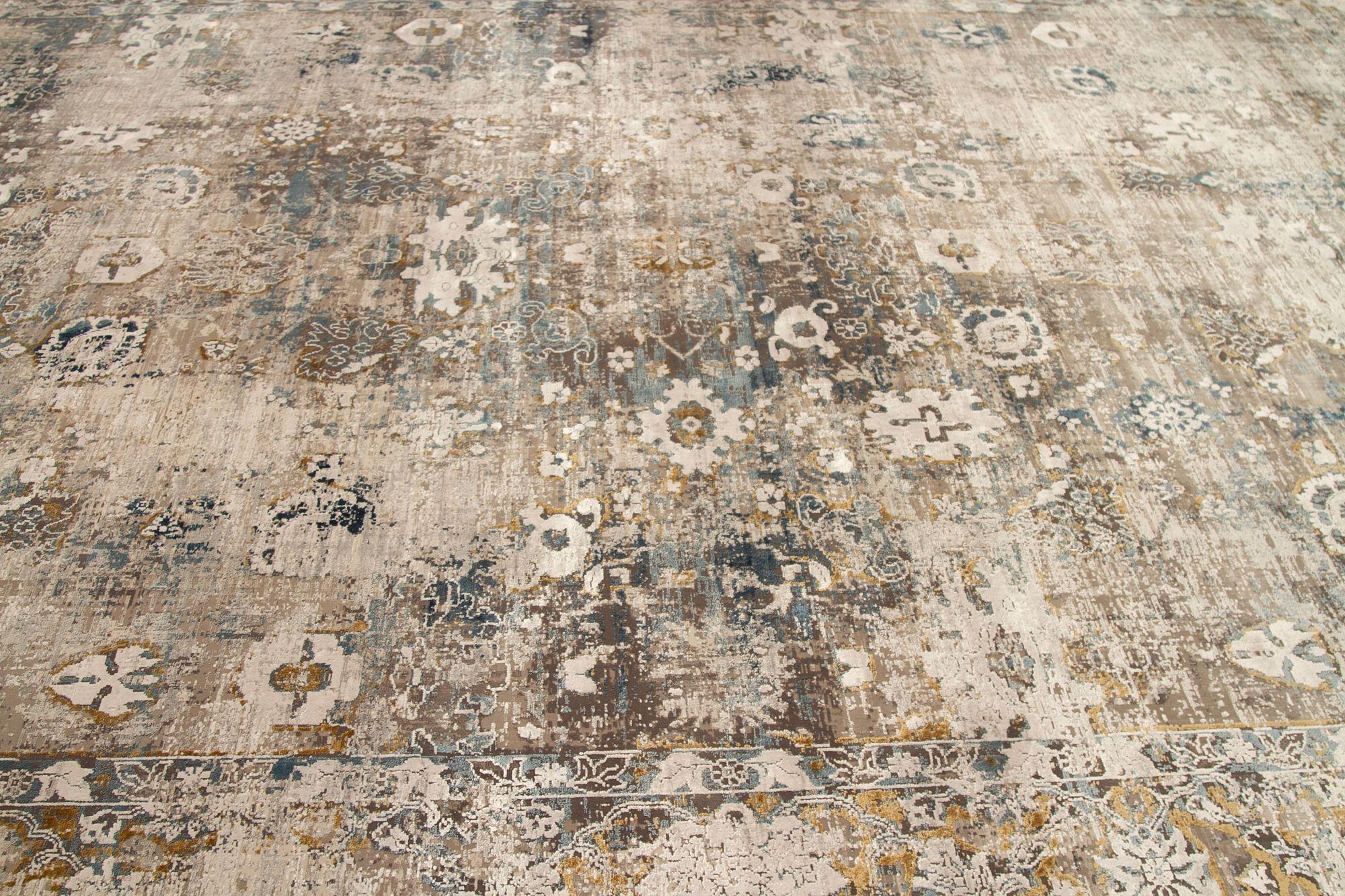 Tribal The Modernity Area Rugs - Wool Brown Gray Ivory Design - 92646 en vente