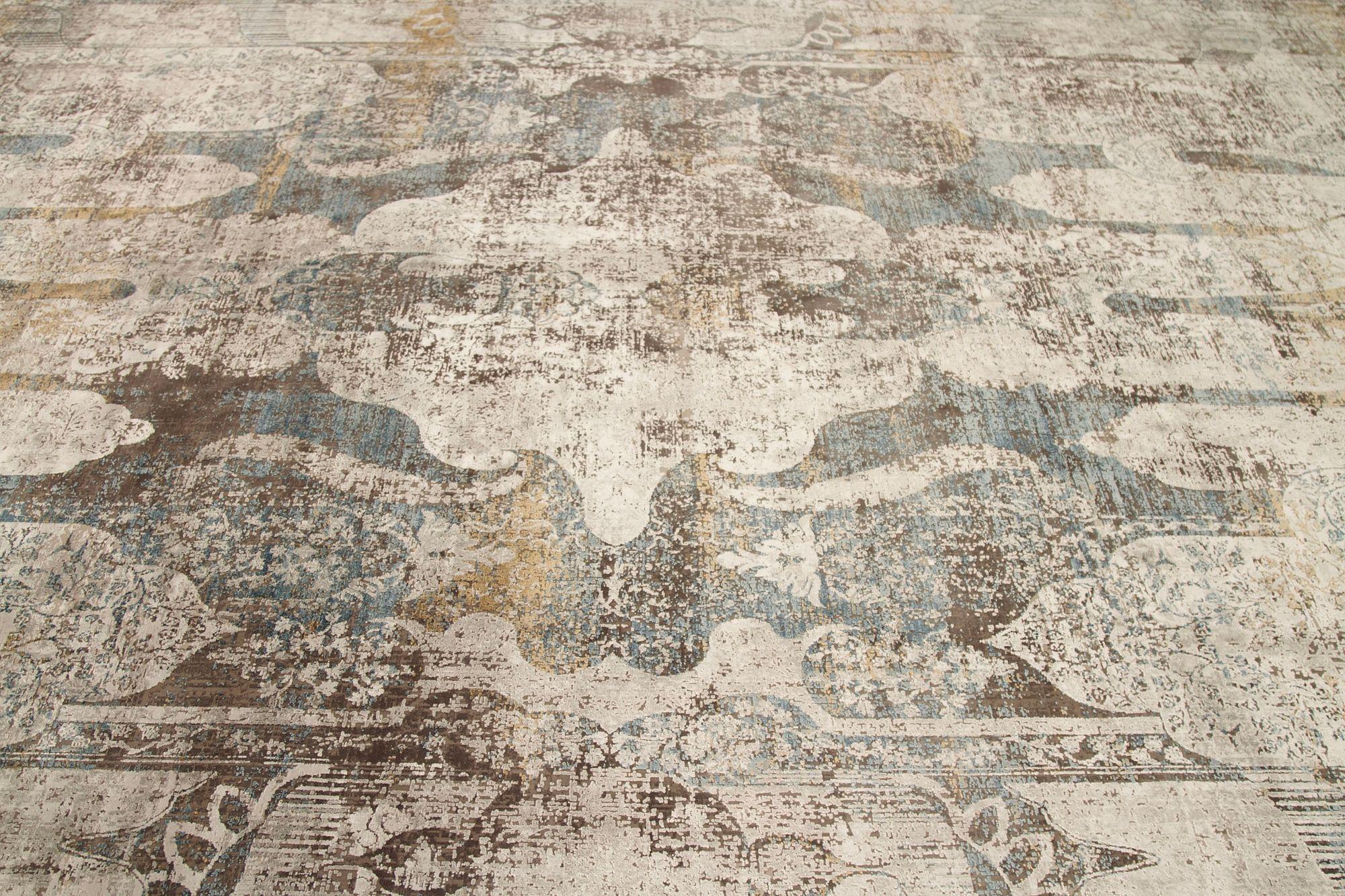 Tribal The Modernity Area Rugs - Wool Brown Gray Ivory Design - 92651 en vente