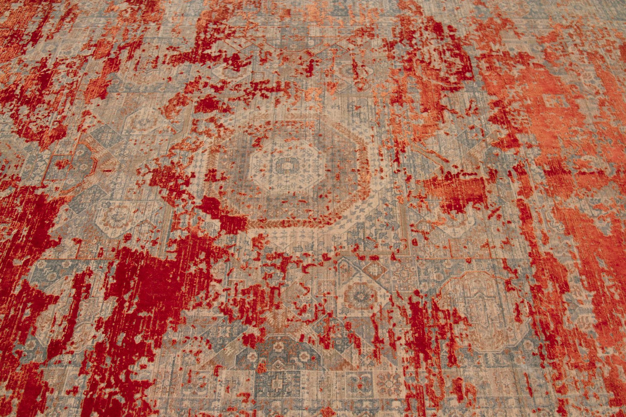 Alfombras modernas de Afganistán - Lana Gris Marfil Rojo - 92665 Afgano en venta