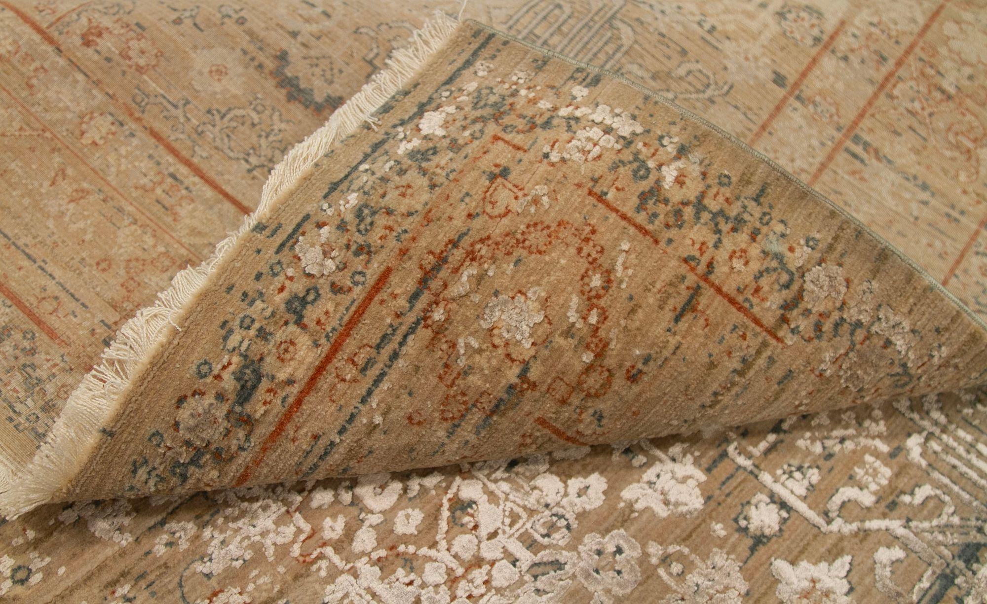 Tribal Tapis modernes d'Afghanistan - Laine ivoire rouge taupe motif - 92660 en vente