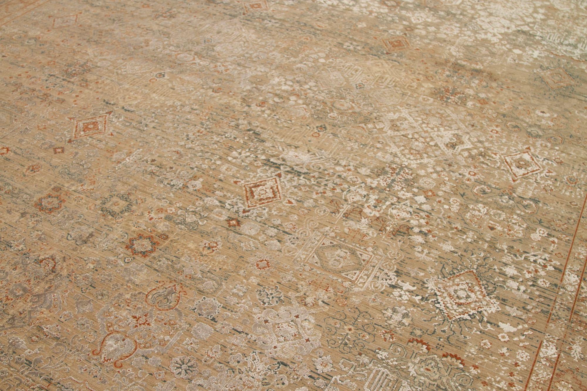 Tapis modernes d'Afghanistan - Laine ivoire rouge taupe motif - 92660 Excellent état - En vente à Dallas, TX