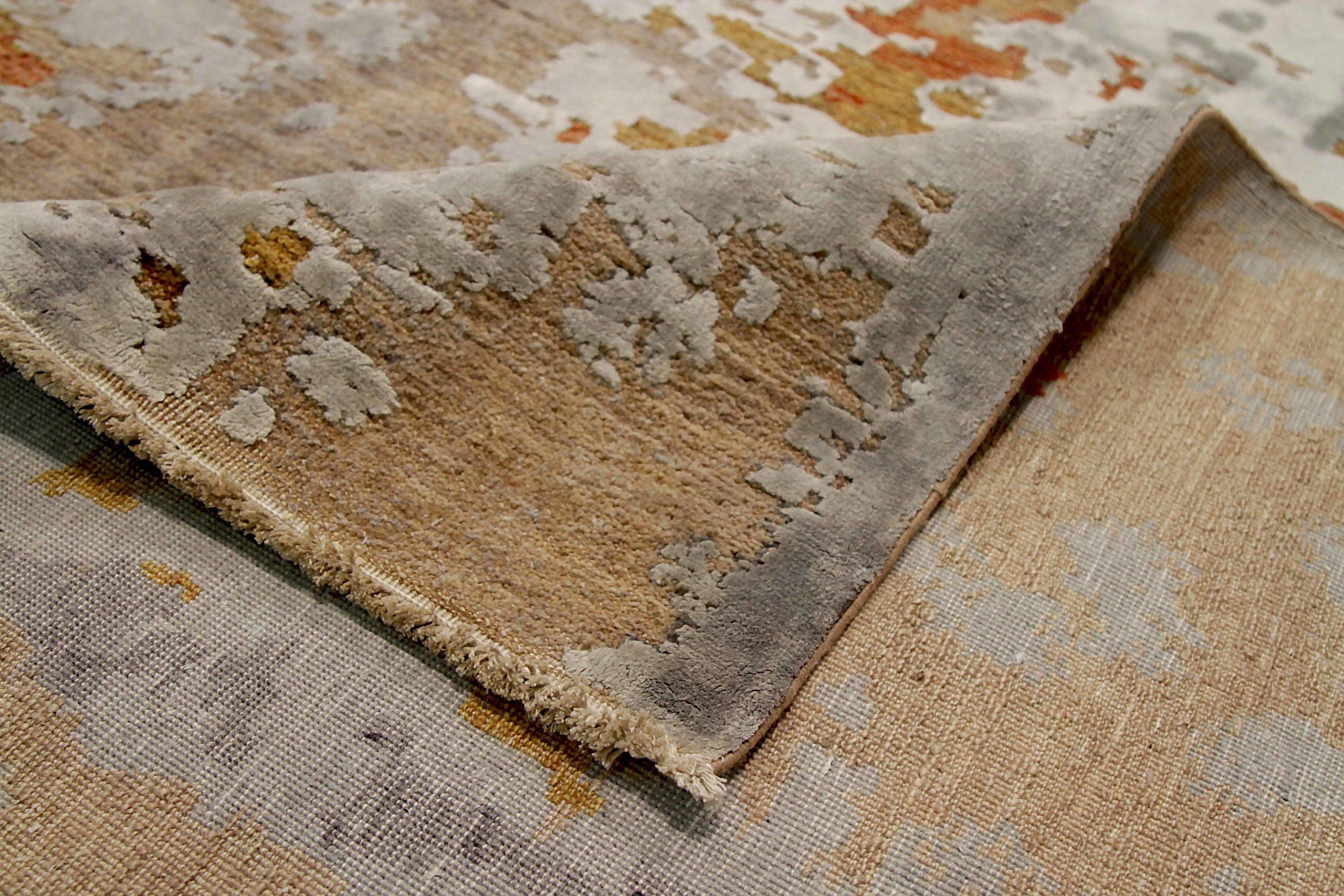 20th Century Afghanistan Modern Over Size Rug Circa 1990 - Wool Gray Orange Yellow - 92018 For Sale