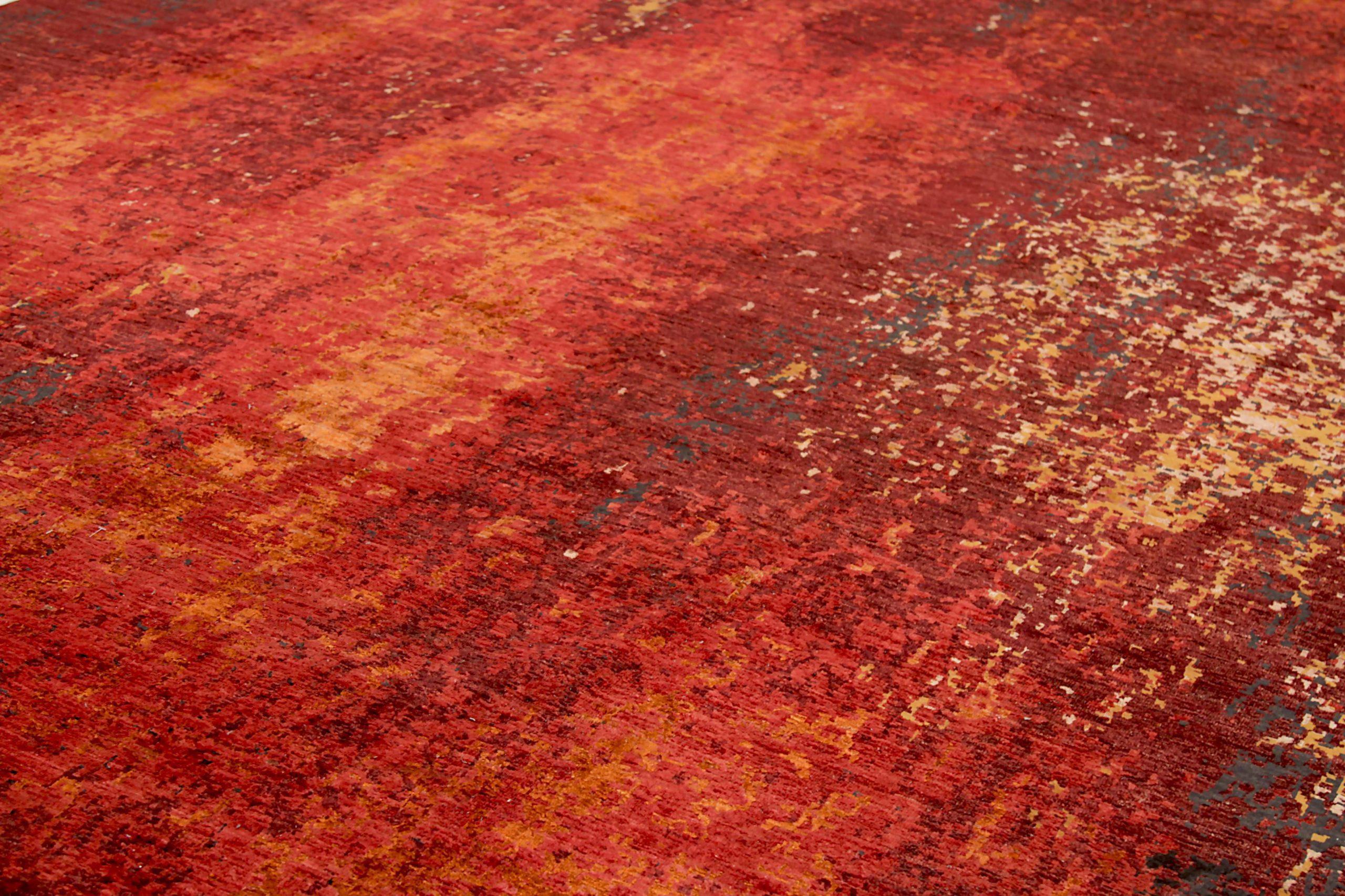 Afghanistan Modernity Over Size Rug Circa 1990 - Wool Red Yellow Design - 92019 Excellent état - En vente à Dallas, TX