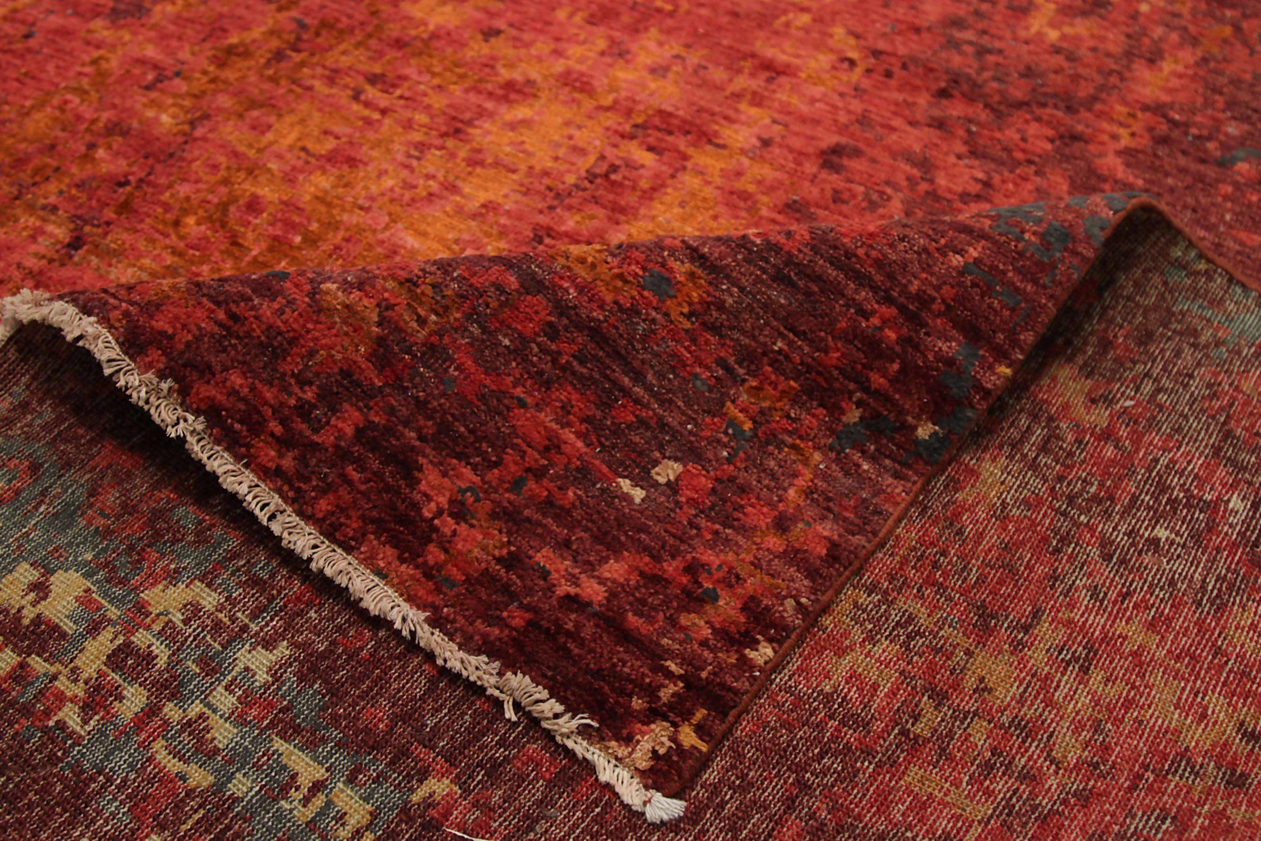20ième siècle Afghanistan Modernity Over Size Rug Circa 1990 - Wool Red Yellow Design - 92019 en vente