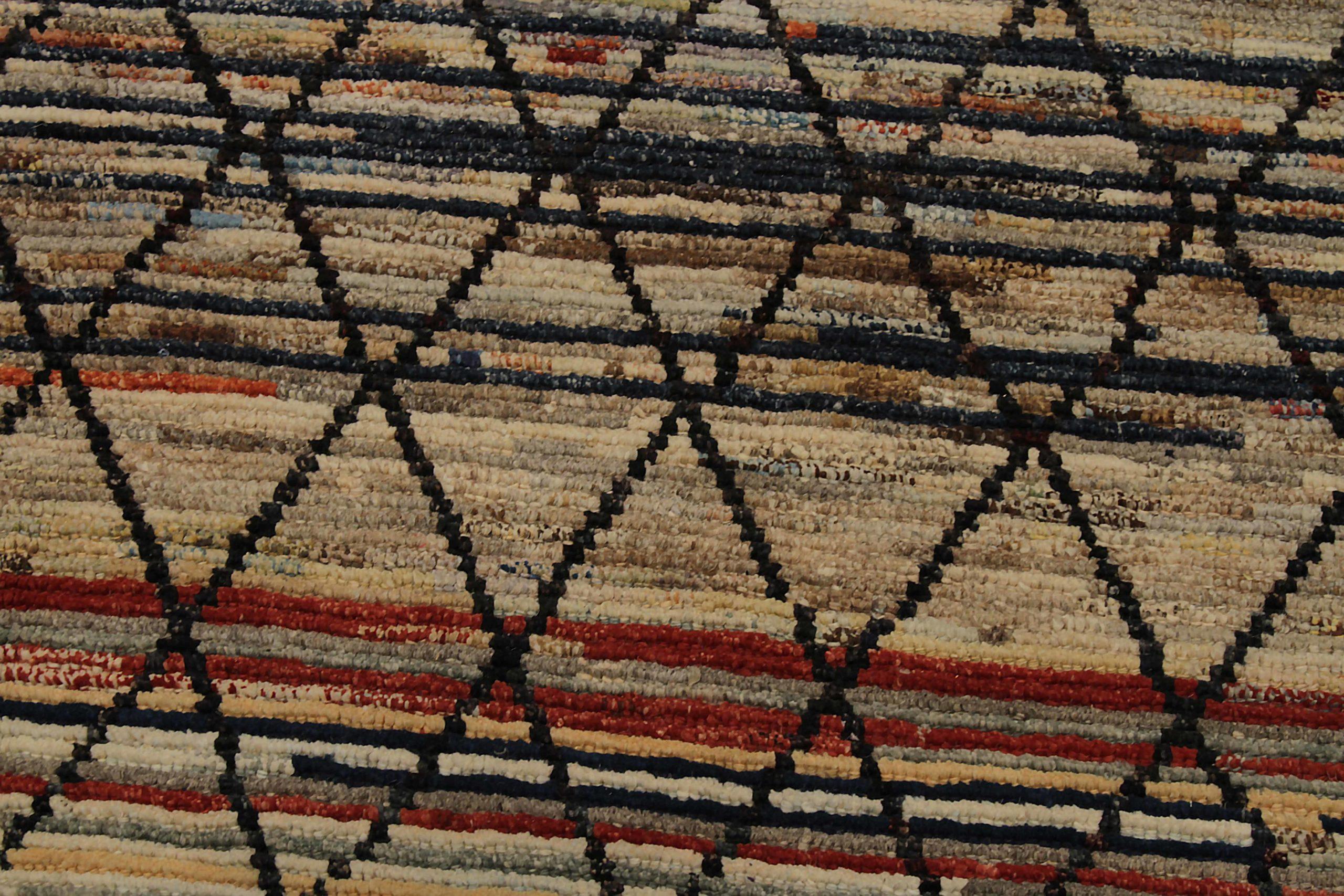 Afghanistan Tapis marocain Circa 1990 - Laine Noir Ivoire Rouge Jaune - 90557 en vente 1