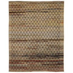 Afghanistan Tapis marocain Circa 1990 - Laine Noir Ivoire Rouge Jaune - 90557