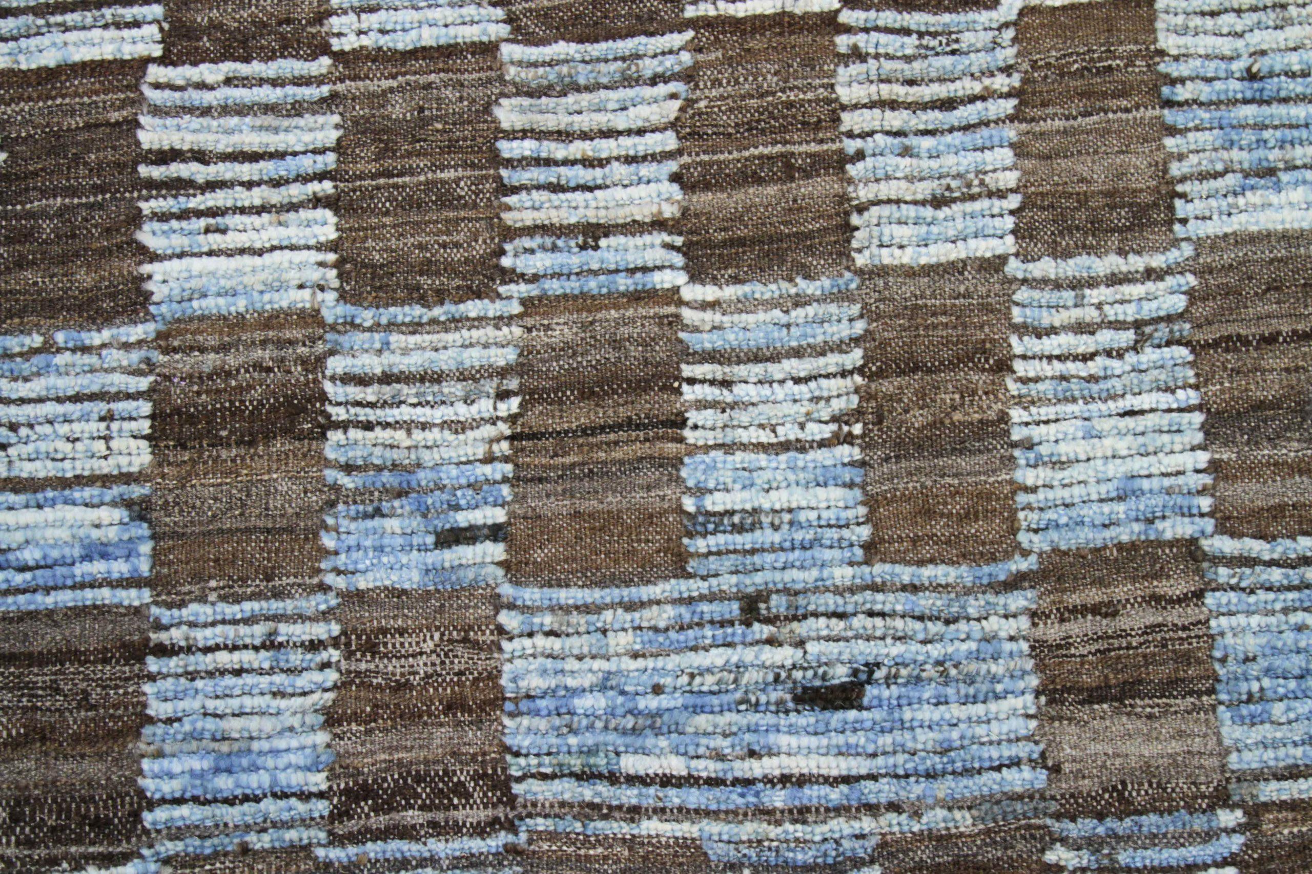 Afghanistan Moroccan Area Rugs Circa 1990 - Wool Blue Brown Design - 89885 For Sale 1
