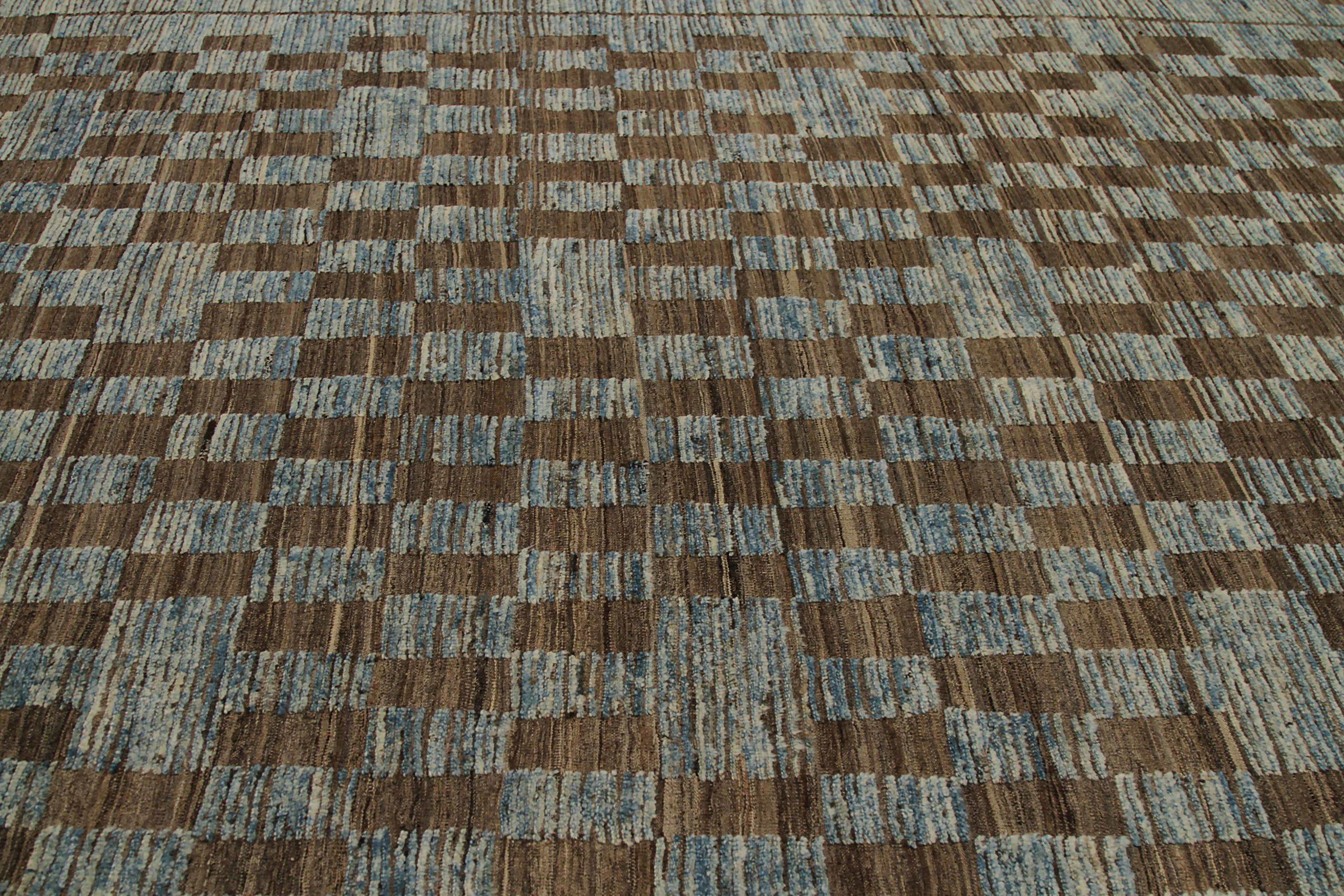 Afghano Tappeti marocchini Afghanistan Circa 1990 - Lana Blu Marrone Grigio Design - 90507 in vendita