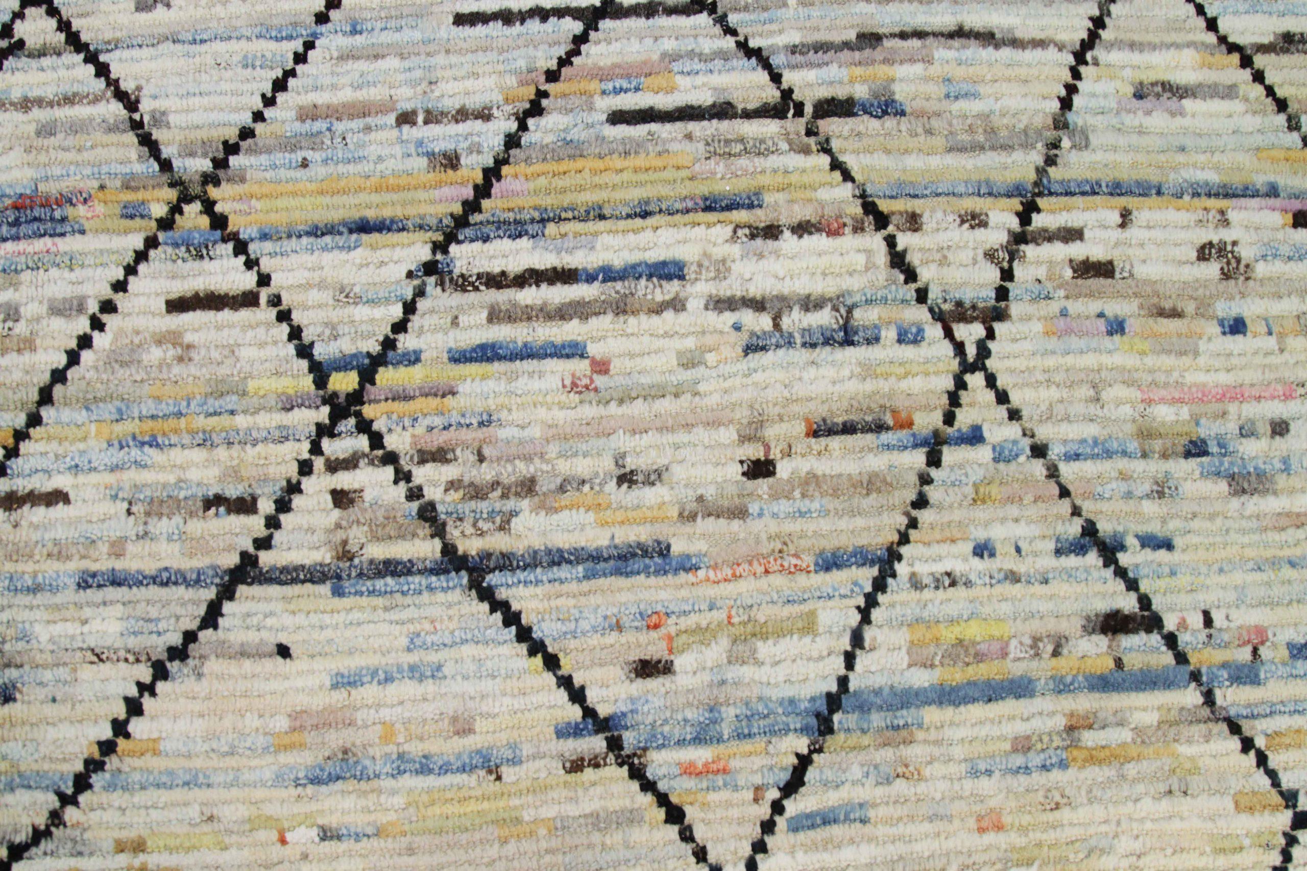 XX secolo Tappeti marocchini Afghanistan Circa 1990 - Lana Blu Marrone Avorio Design - 89851 in vendita
