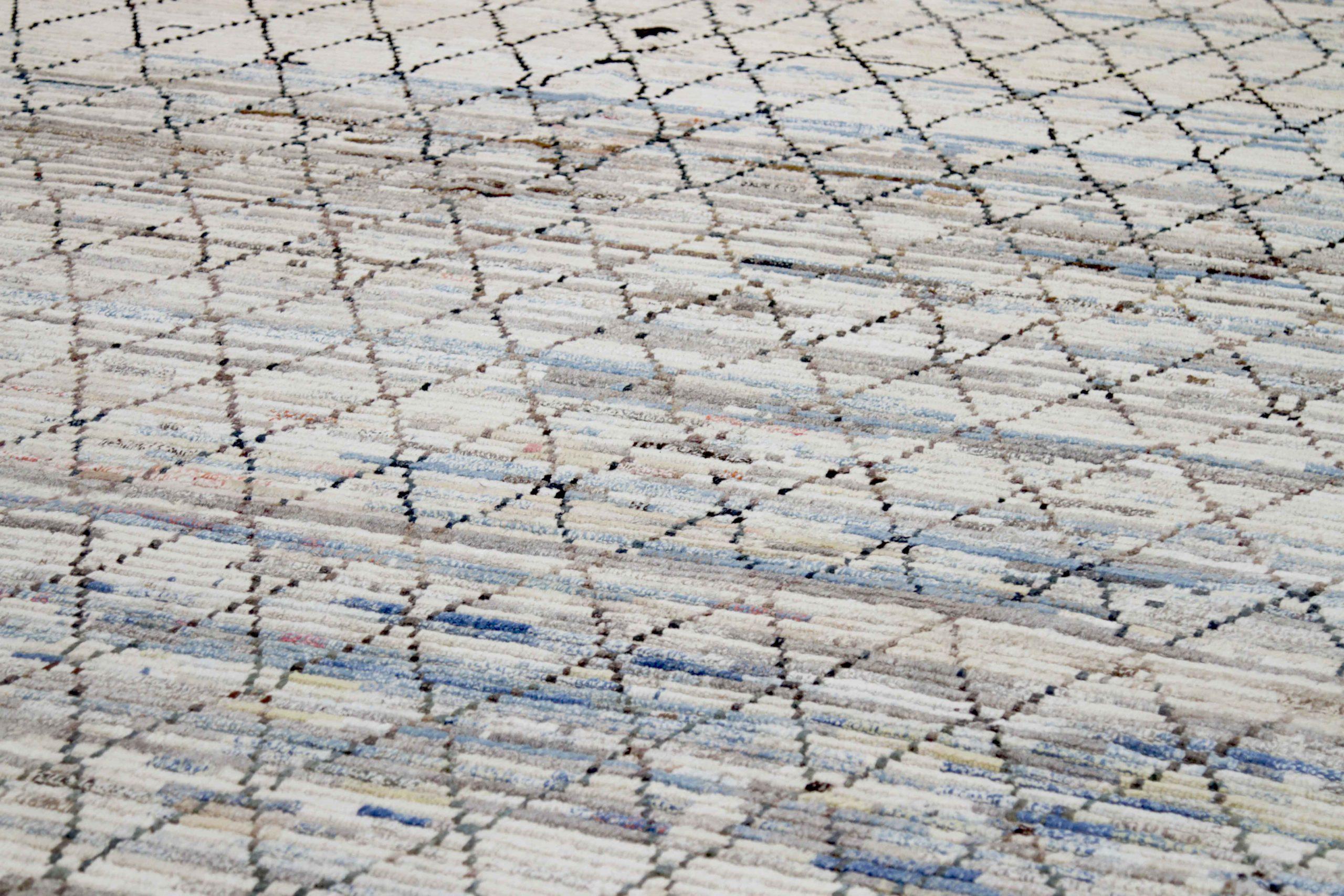 Afghano Tappeti marocchini Afghanistan Circa 1990 - Lana blu marrone avorio - 89886 in vendita