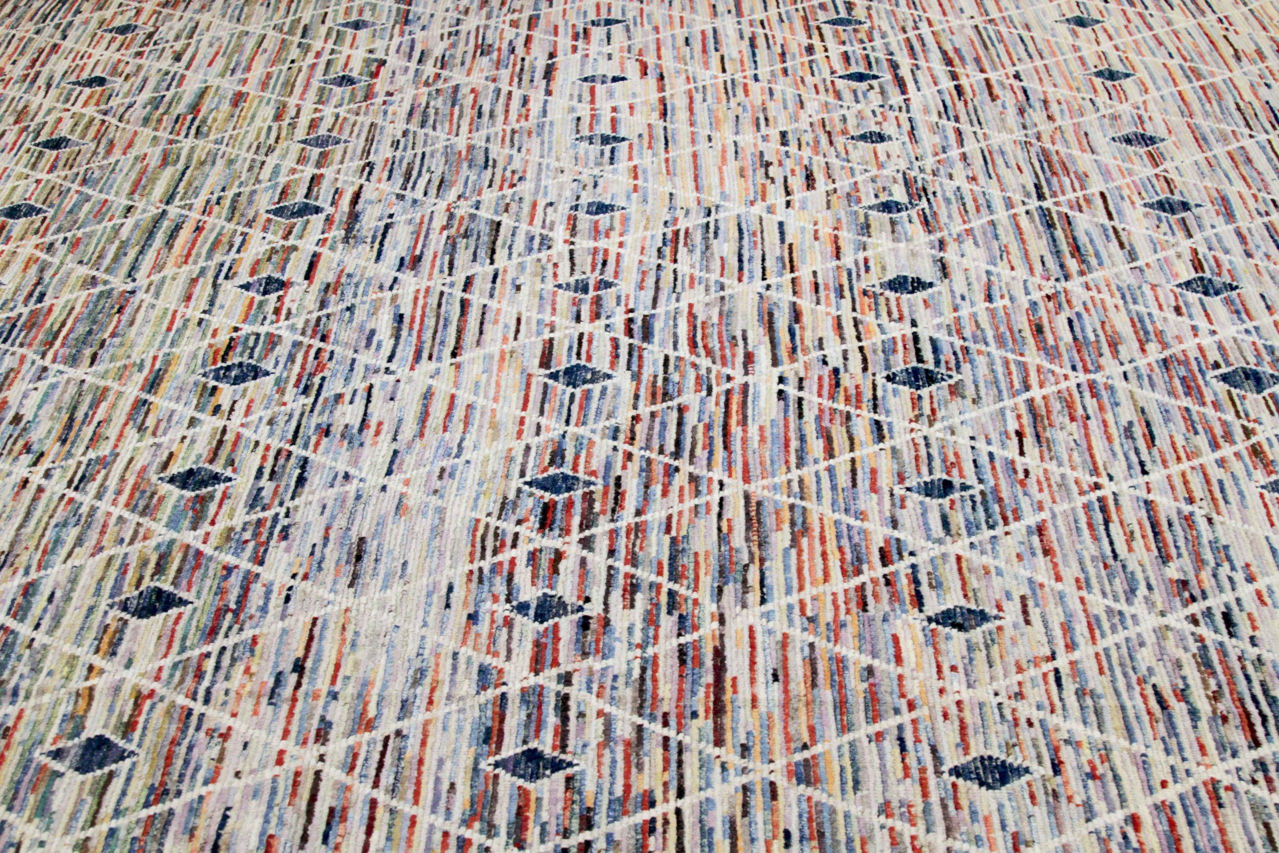 Afghano Tappeti marocchini Afghanistan Circa 1990 - Lana Blu Marrone Avorio Design - 89887 in vendita